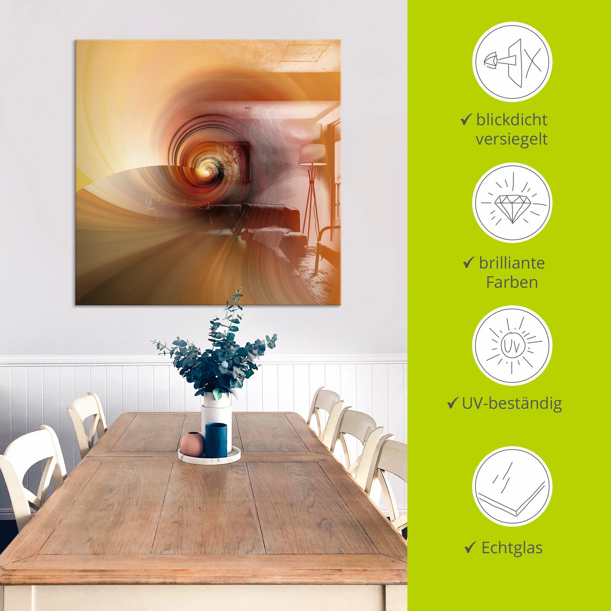 Artland Glasbild »Abstraktes in Creme«, Muster, (1 St.), in verschiedenen Größen