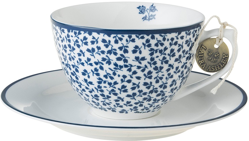 LAURA ASHLEY BLUEPRINT COLLECTABLES Cappuccinotasse »Mix Designs China Rose, Sweet Allysum, Floris, Candy Stripe«, (Set, 8 tlg., 4 Cappuccinotassen und 4 Unterteller), 4 Tassen, 4 Untertassen