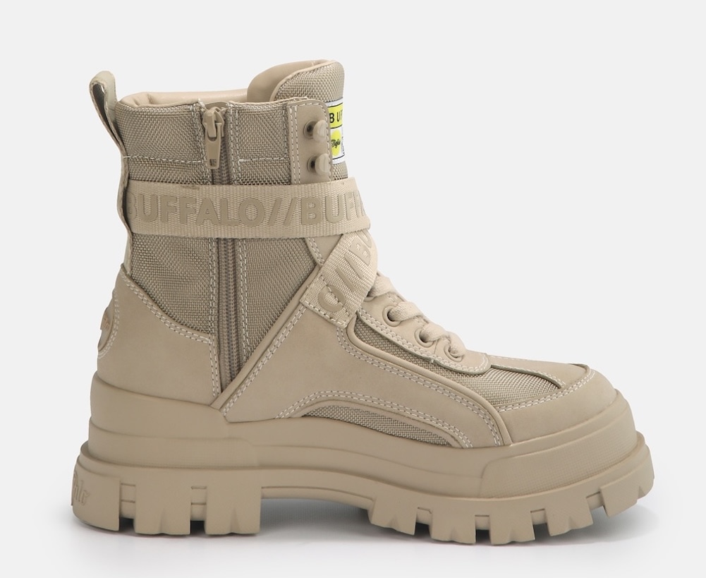 Buffalo Winterboots »Aspha Com1 Vegan«, Schnürstiefelette, Plateauboots mit Innen-Reißverschluss