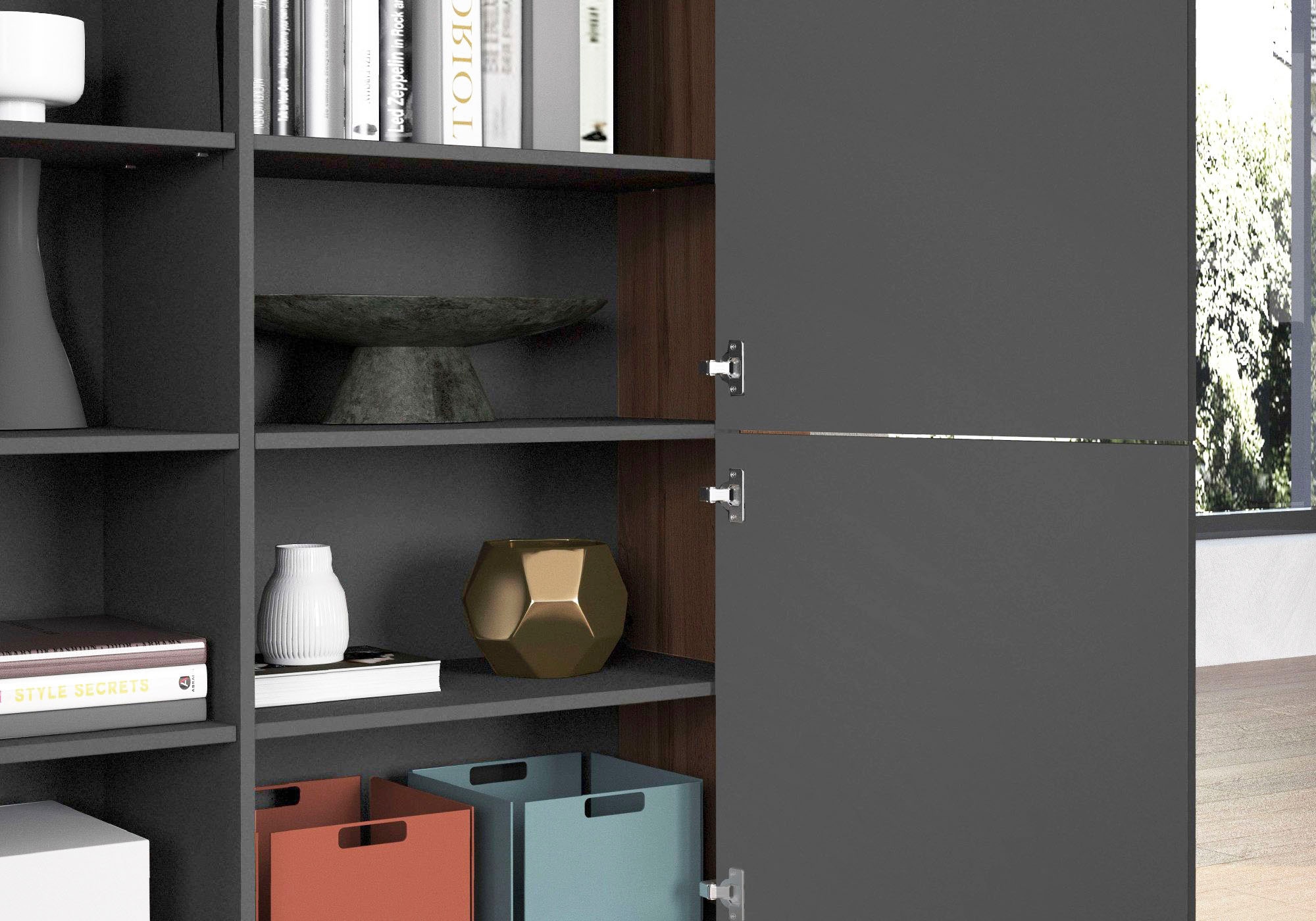 OTTO home Highboard »CHRONOS Breite 140 cm mit 4 Türen und 8 Fächer 'Made in Italy'« 1 Stk. tlg. Hohes Sideboard, Kommode, Schrank, Grifflos mit Push to Open