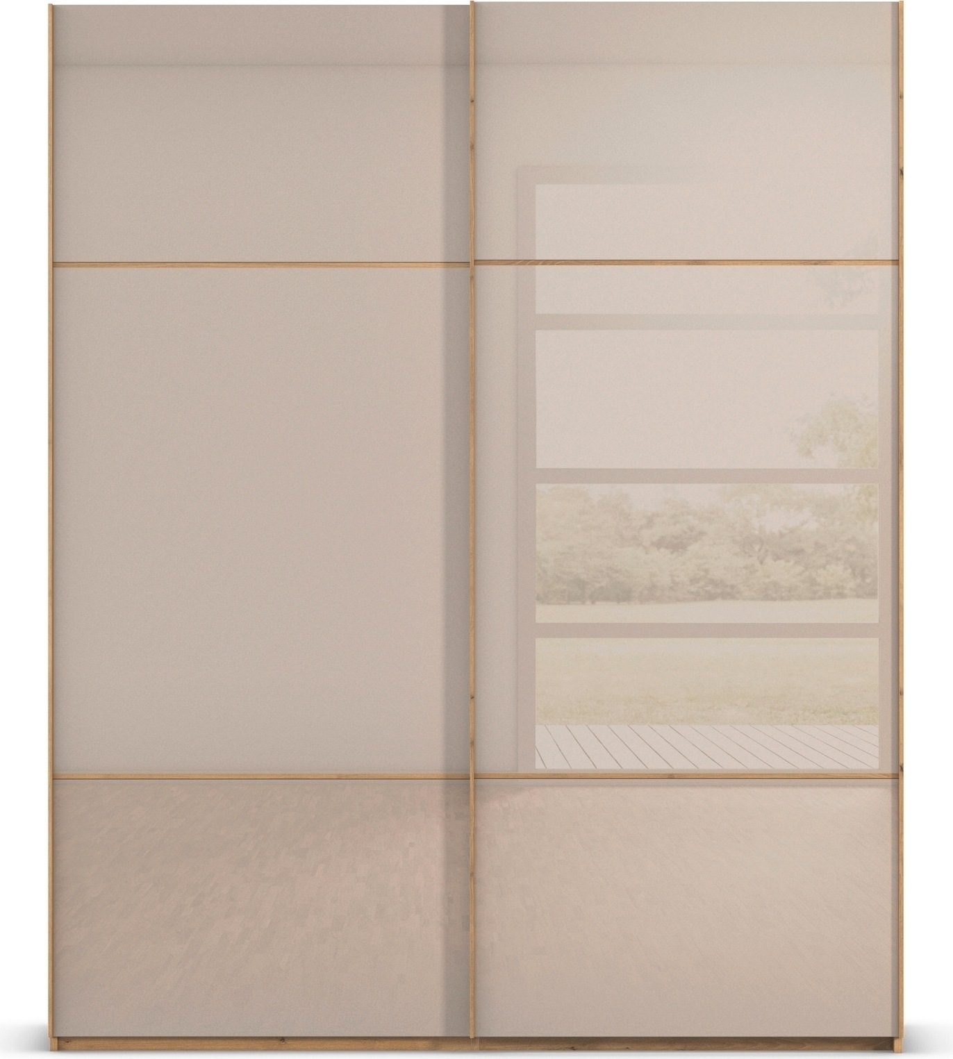 rauch Schwebetürenschrank »Kleiderschrank Schrank Garderobe Schlafzimmerschrank SCALE-TRIO« edle dreigeteilte Front mit 2 Zierleisten Glasfront MADE IN GERMANY