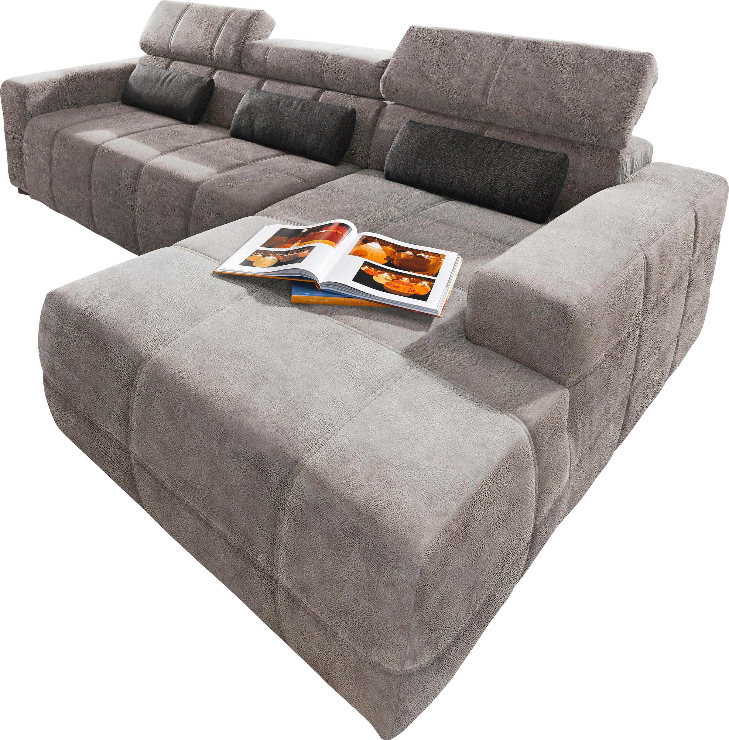 DOMO collection Ecksofa »Brandon B/T/H: 289/177/80 cm, whlw. mit Sitztiefenverstellung, L-Form«, mit Kopfteilverstellung, wahlweise Sitztiefenverstellung, L-Form