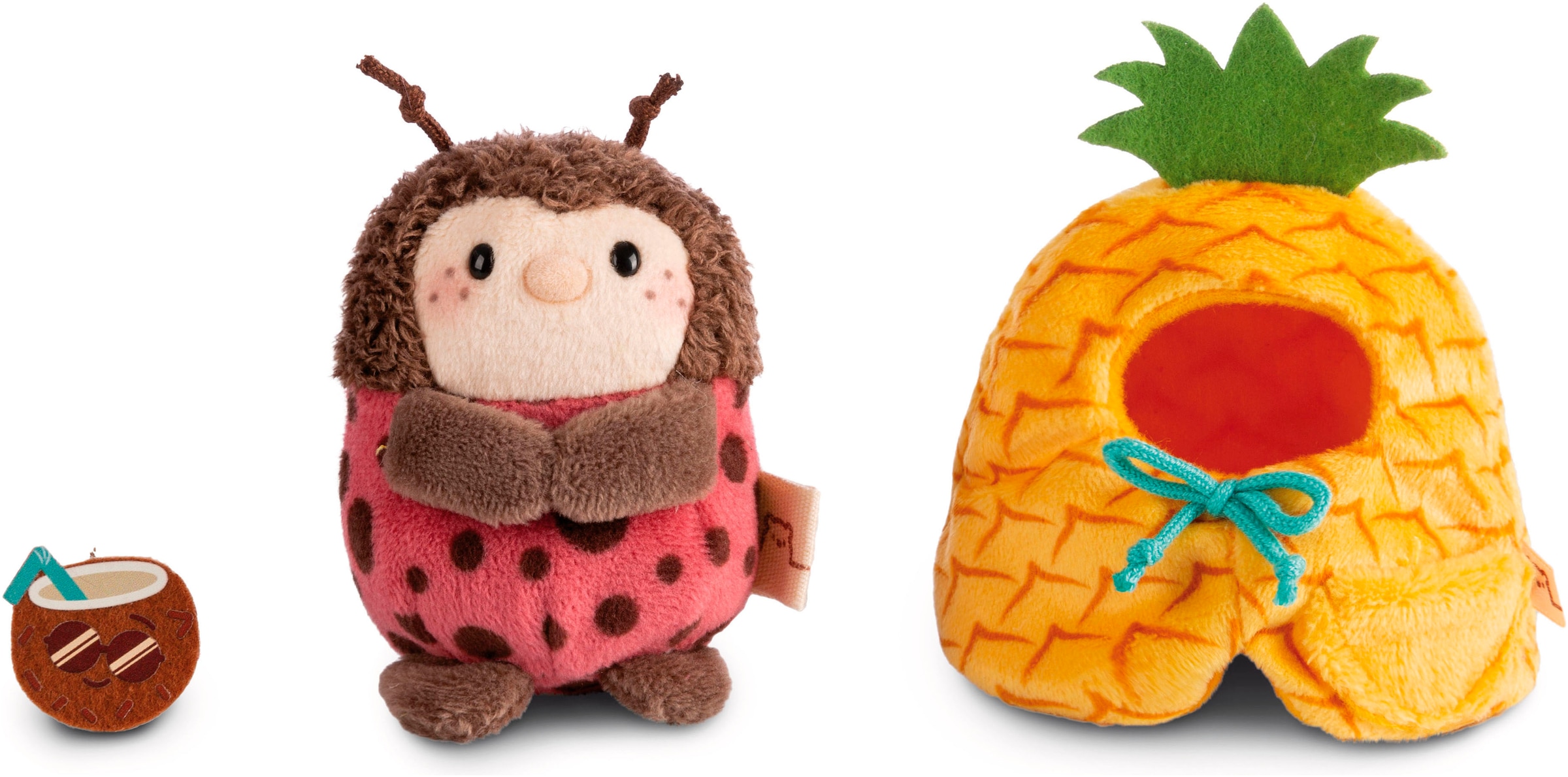 Nici Kuscheltier »mymochi, Set Marienkäfer Dozz 8 cm mit Kokosnuss und Ananaskostüm«