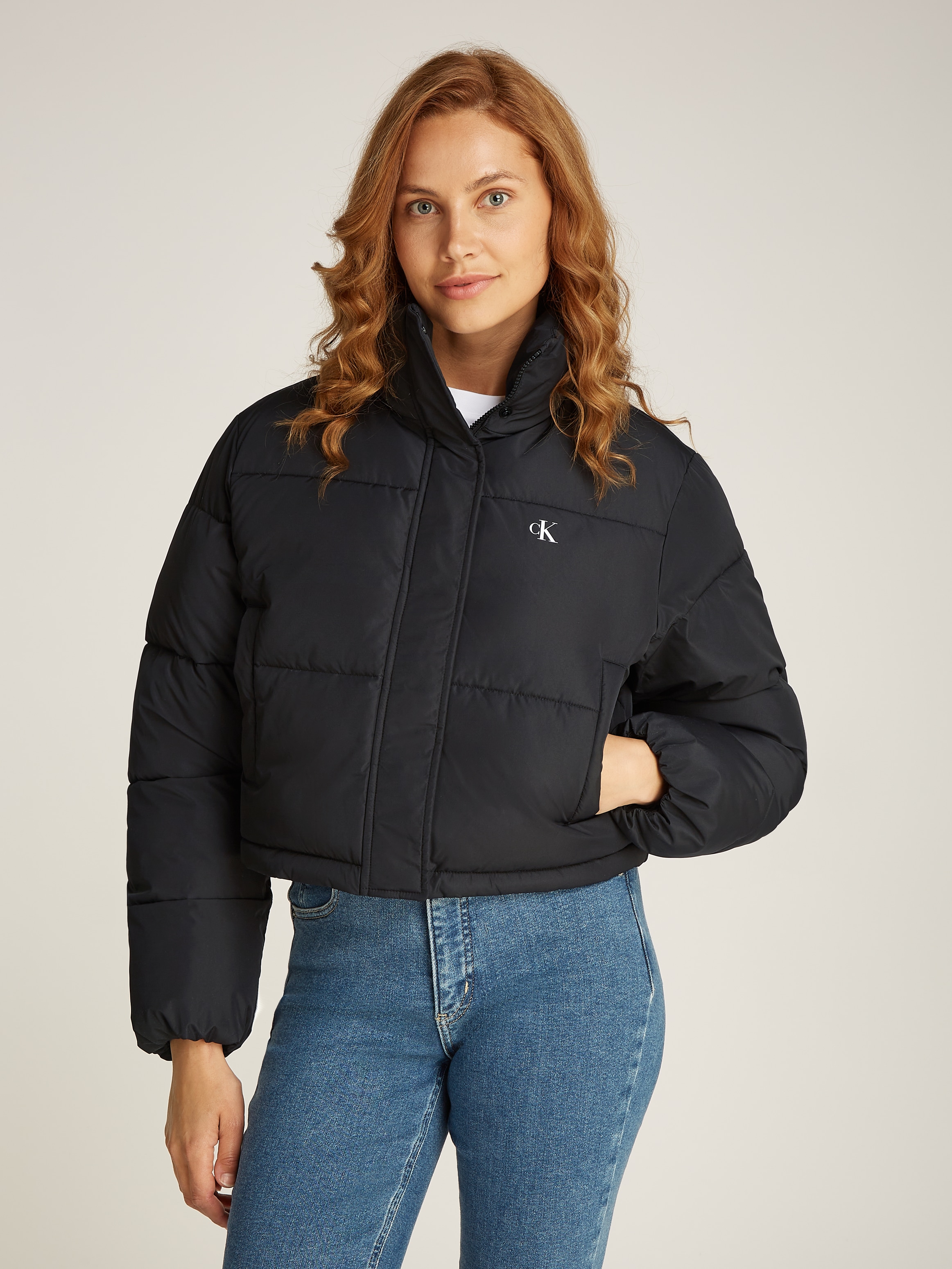 Outdoorjacke »MATTE CROPPED ND PUFFER«, mit Kapuze, mit Logoprägung