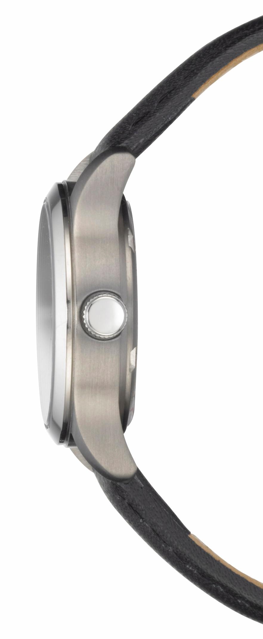 Regent Quarzuhr, Armbanduhr, Damenuhr, Titangehäuse, Lederarmband, analog, Ø ca. 28mm