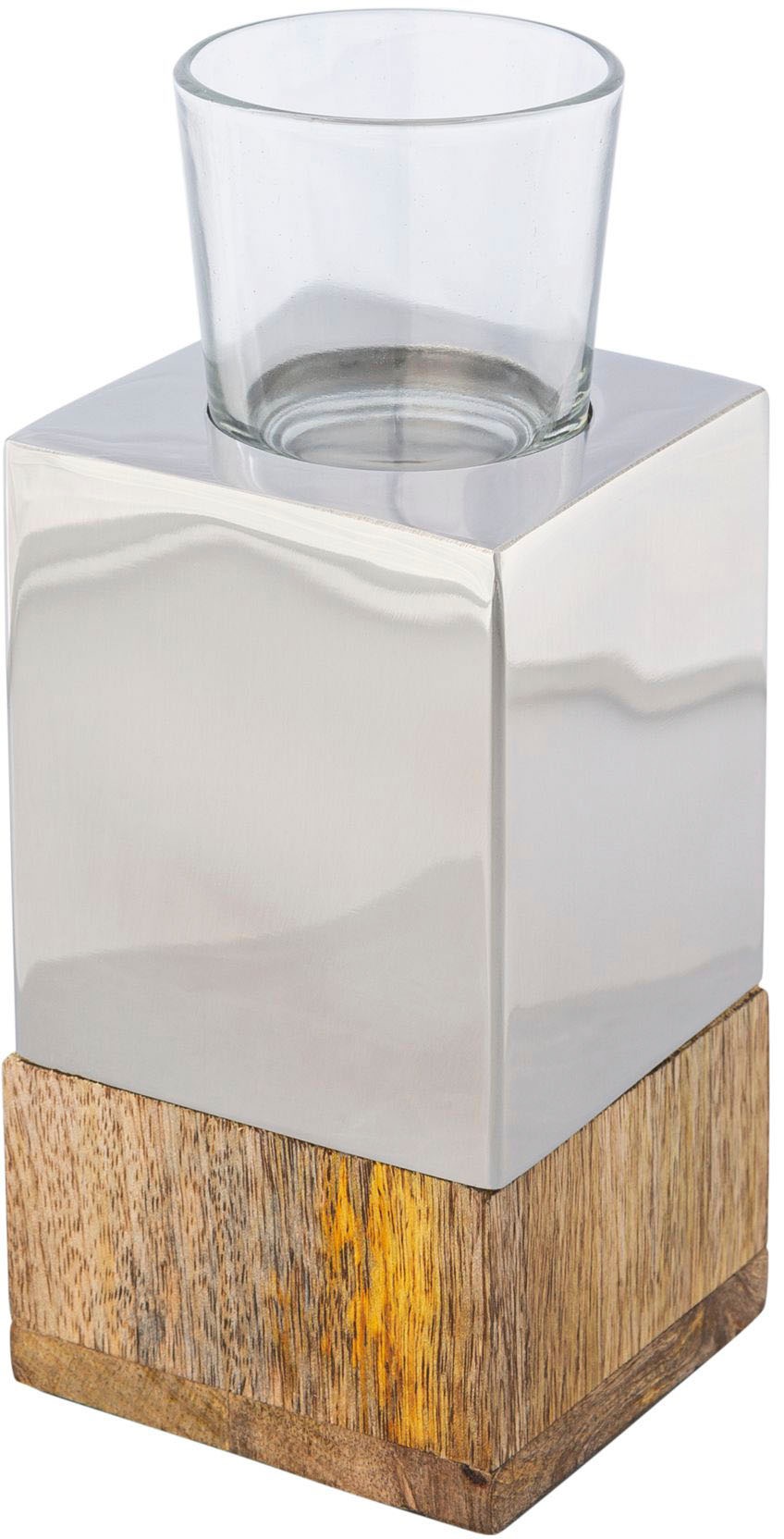 Creativ home Teelichthalter "Kerzenhalter Tower" aus Holz, Edelstahl und Gl günstig online kaufen