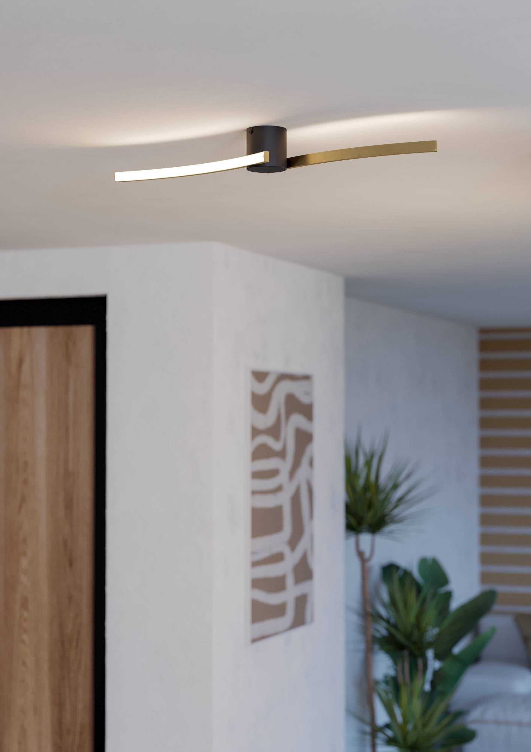 EGLO Deckenleuchte »Aieta Deckenlampe schwarz messing, Bürolampe, LED Lampe, Leuchte« LED-Modul 1 Stk. Neutralweiß Wand-/Deckenleuchte - L72 x B13 x H8 cm - 12W inkl.