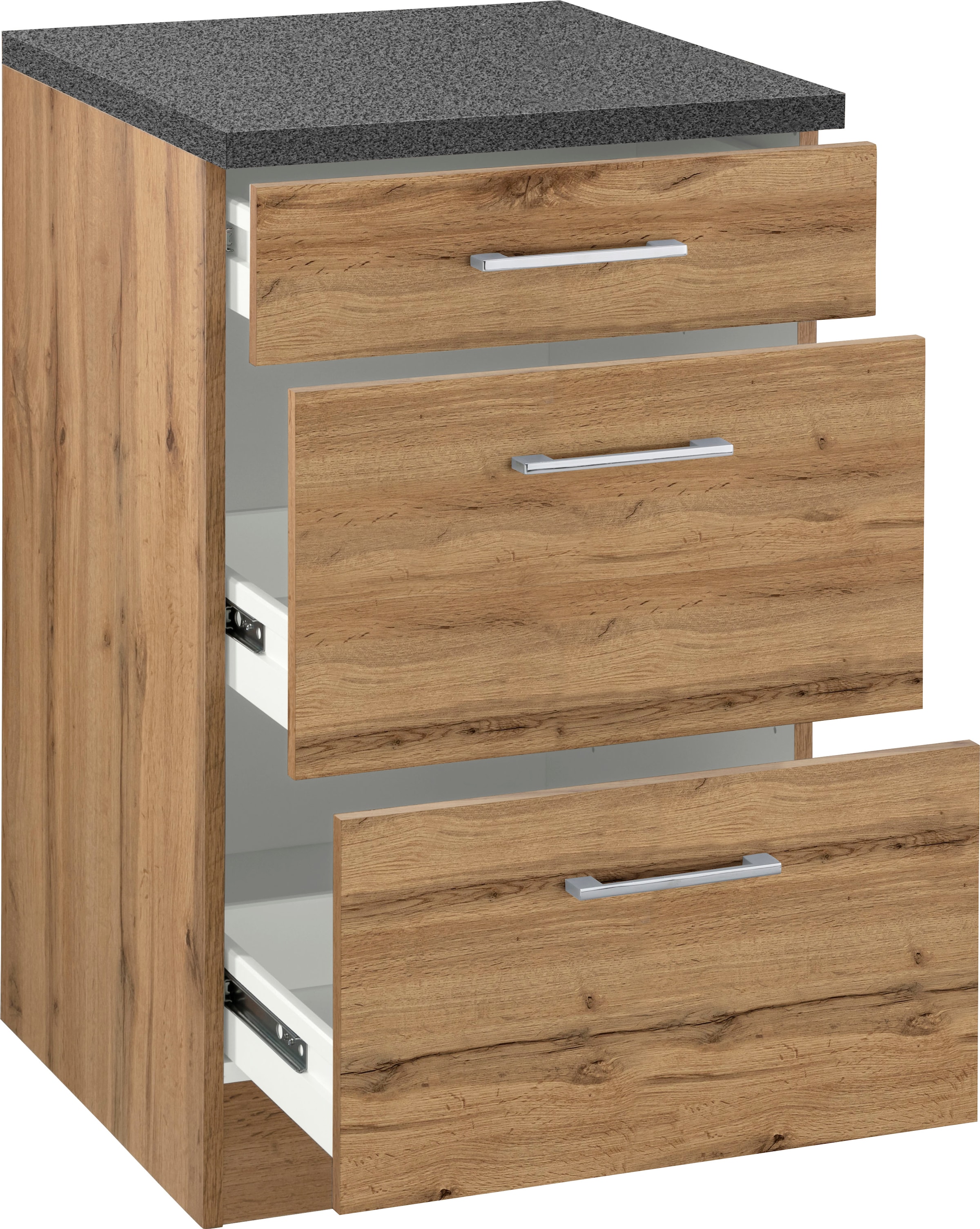 KOCHSTATION Auszugsunterschrank »KS-Colmar«, 50 cm, mit Metallgriff, alles sofort greifbar dank zwei großer Auszüge
