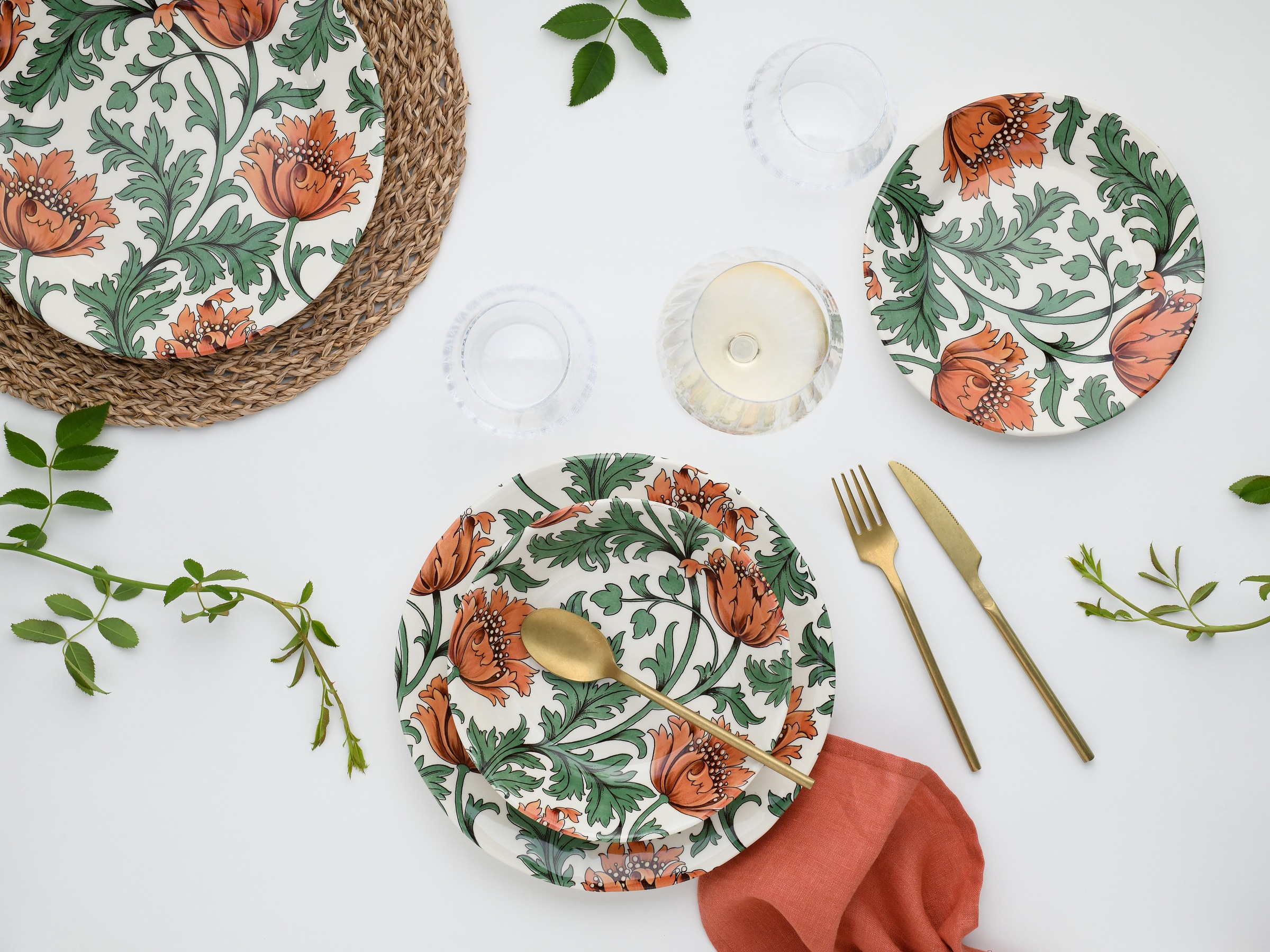 CreaTable Teller-Set »Florentina, Tellerset 12-tlg«, (Set, 12 tlg.), Blumendekor