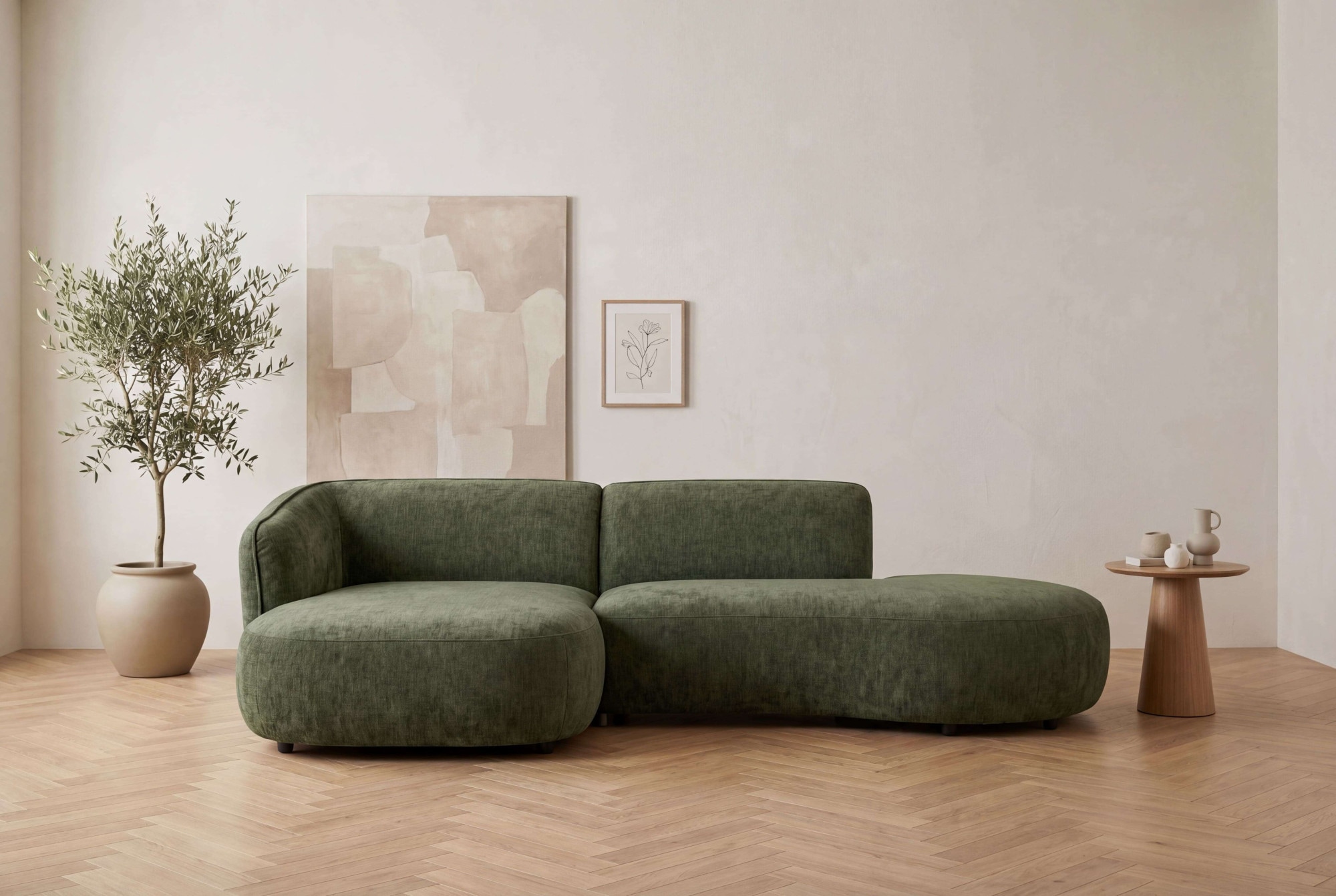 OTTO home Ecksofa "OSTRUP Rundsofa, L-Form, Naturtöne, Boucle oder Chenille" Breite 278 cm, organische Form mit sanften Rundungen