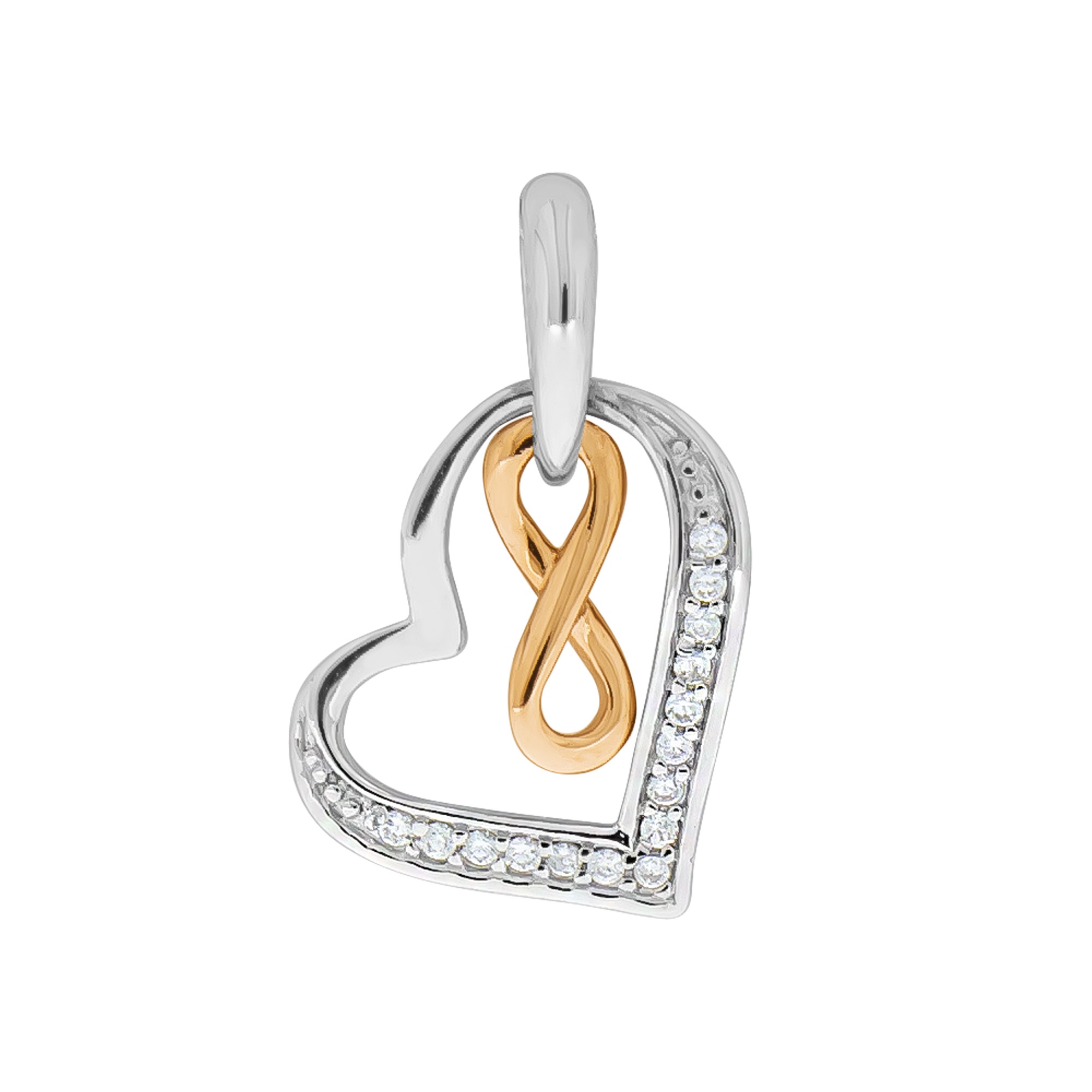 Kettenanhänger VIVANCE "925/- Sterling Silber rhodiniert teils rosevergoldet Herz", bunt (mehrfarbig), Schmuckanhänger, Damen, one-size, Silber 925 (Sterlingsilber), 1,1 g, Kettenanhänger