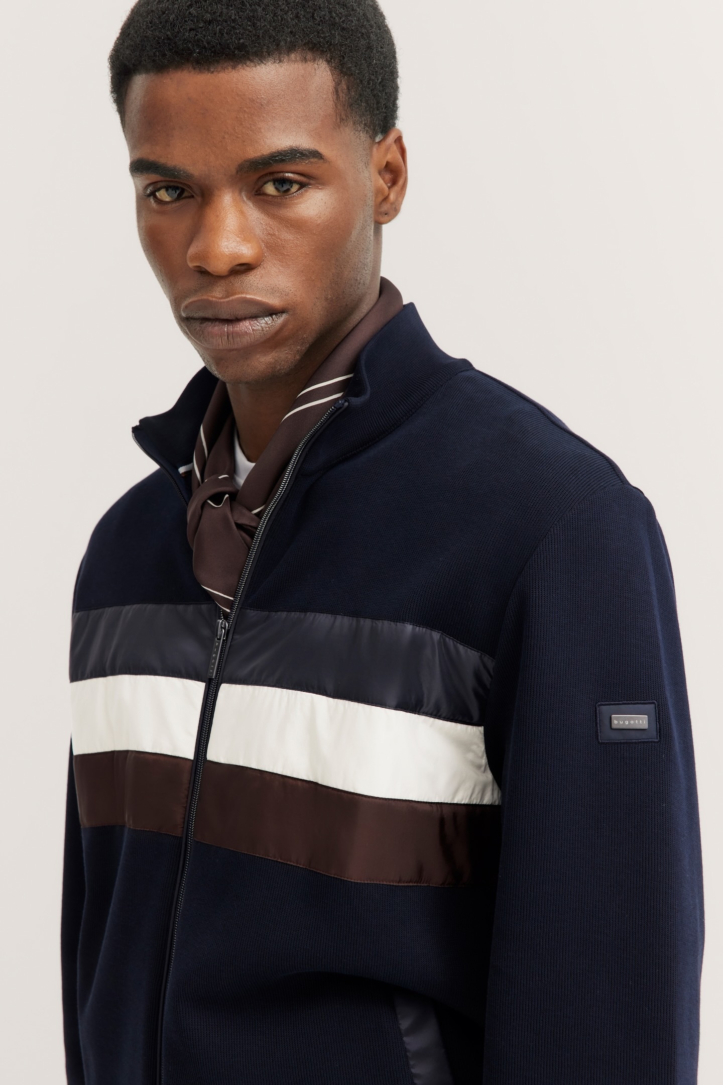 bugatti Sweatjacke, mit Reißverschluss und Stehkragen