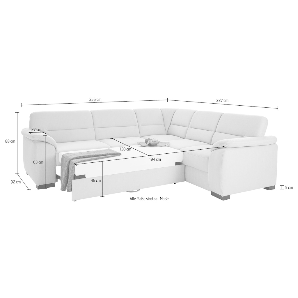 sit&more Ecksofa »Montego«, wahlweise mit Bettfunktion und Schubkasten