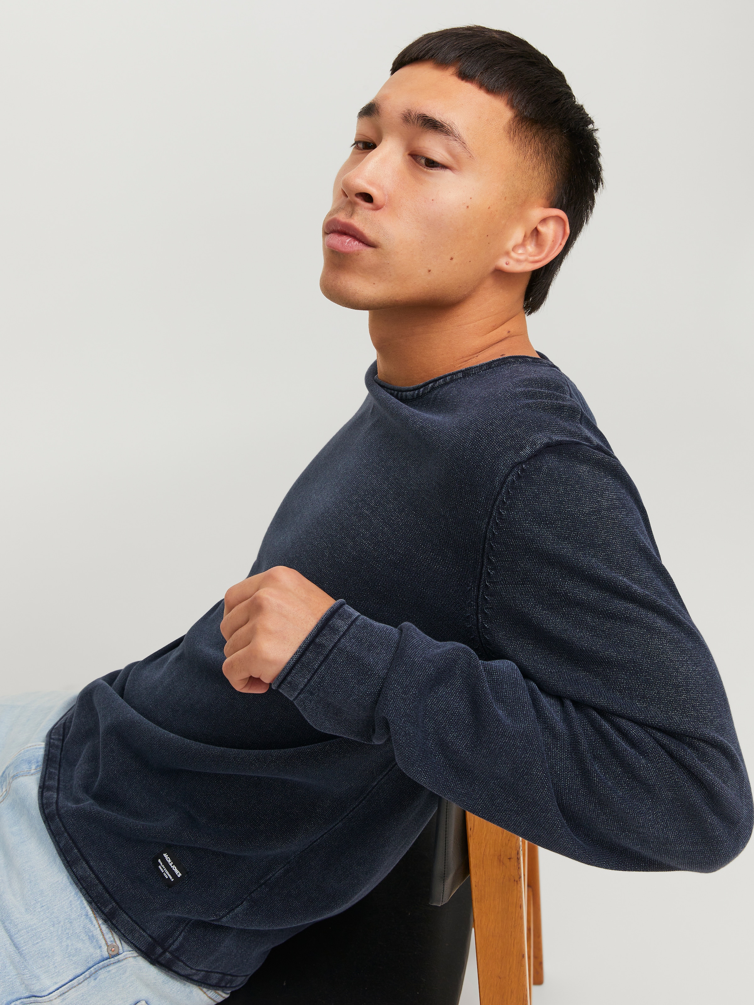 Jack & Jones Rundhalspullover »JJELEO KNIT CREW NECK NOOS« Baumwolle, regular fit