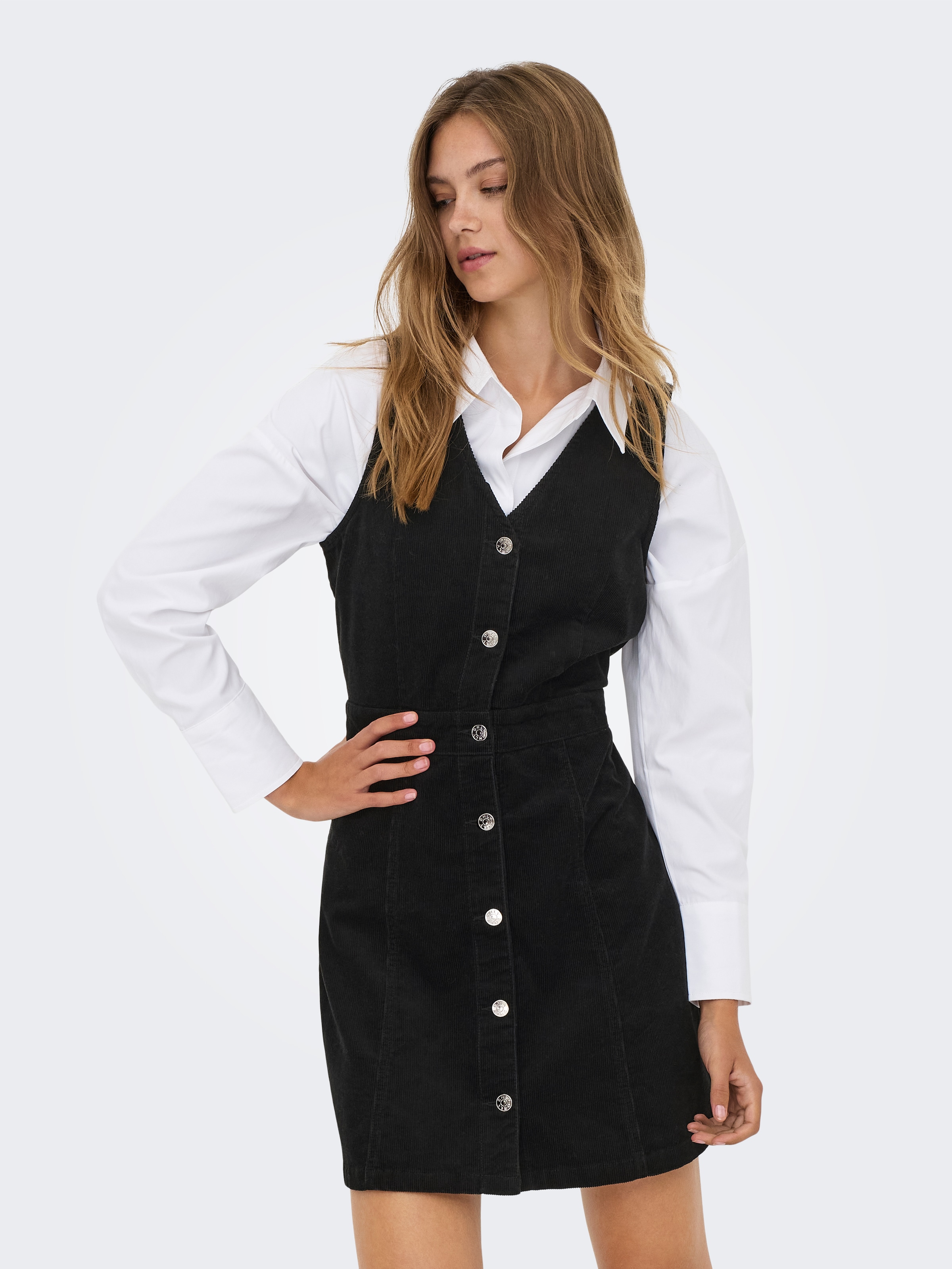 ONLY "ONLMOXIE S/L BUT CORD DRESS CC PNT" Baumwolle, regular fit