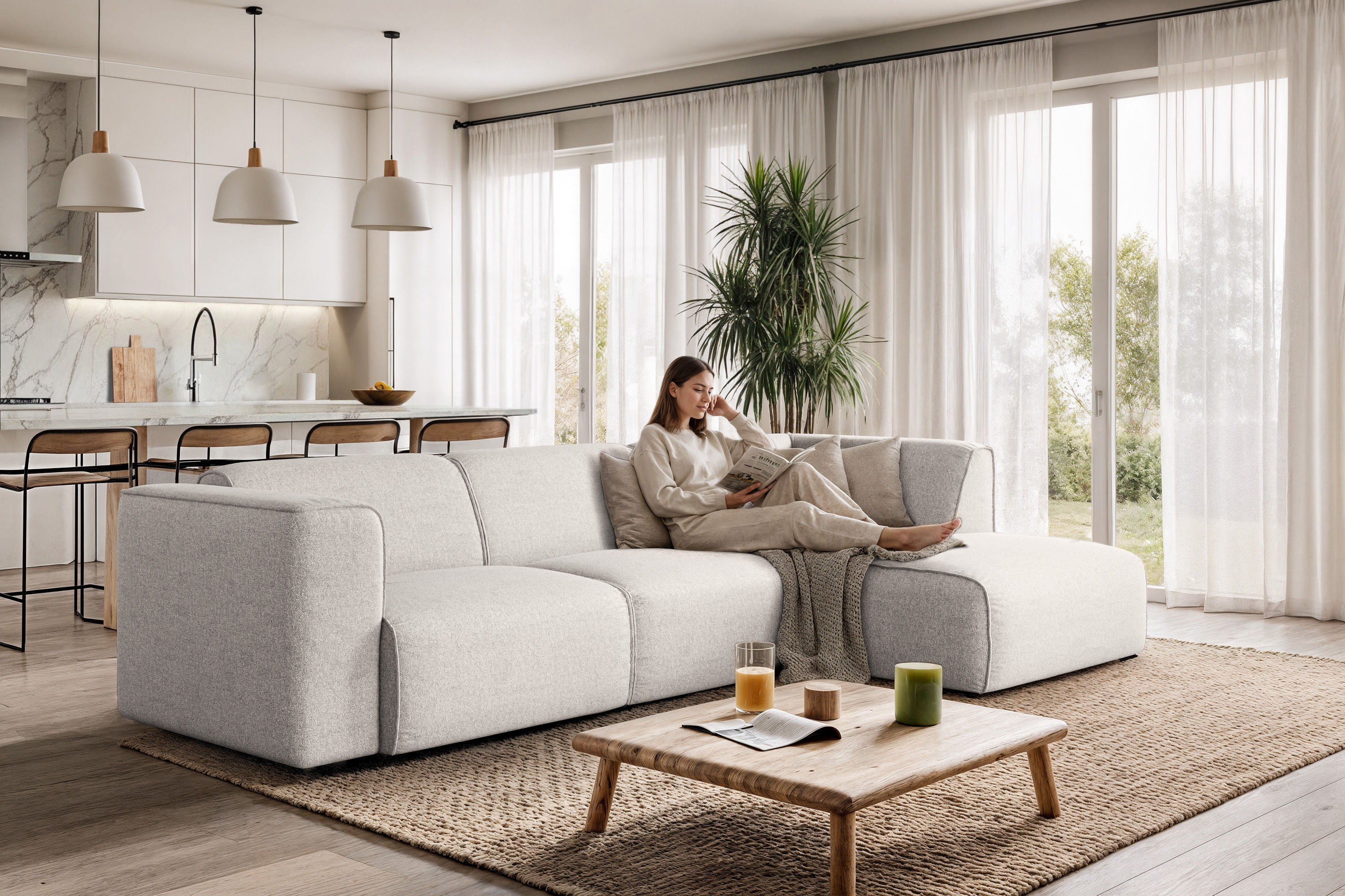 OTTO home Ecksofa "Merid L-Form, B: 295 cm - OTTO. Verlässliche Qualität." jederzeit durch Module erweiterbar