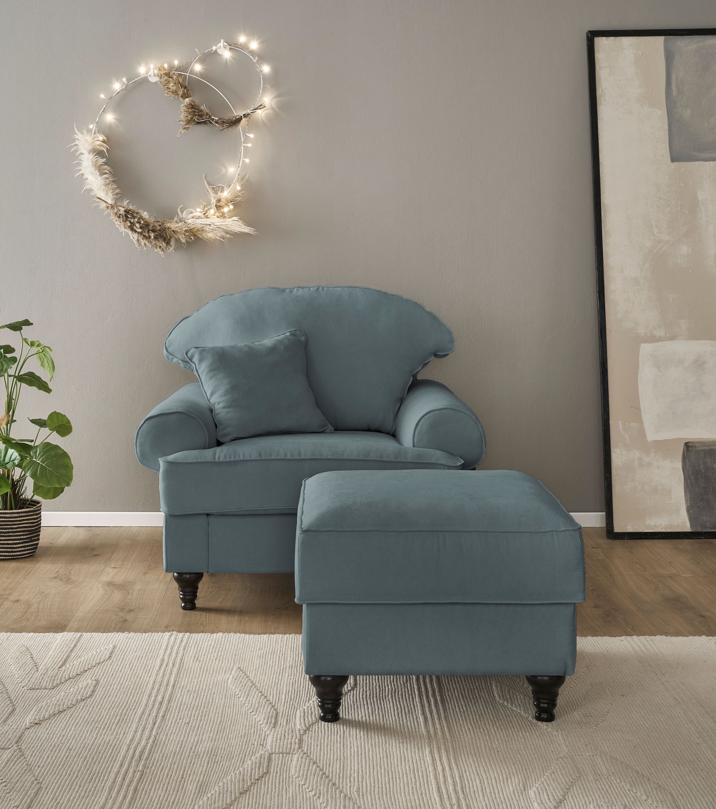 Home affaire Sessel "WESTMINSTER" Set, 1Sessel, 1 Hocker, 2 Stk. tlg. mit F günstig online kaufen