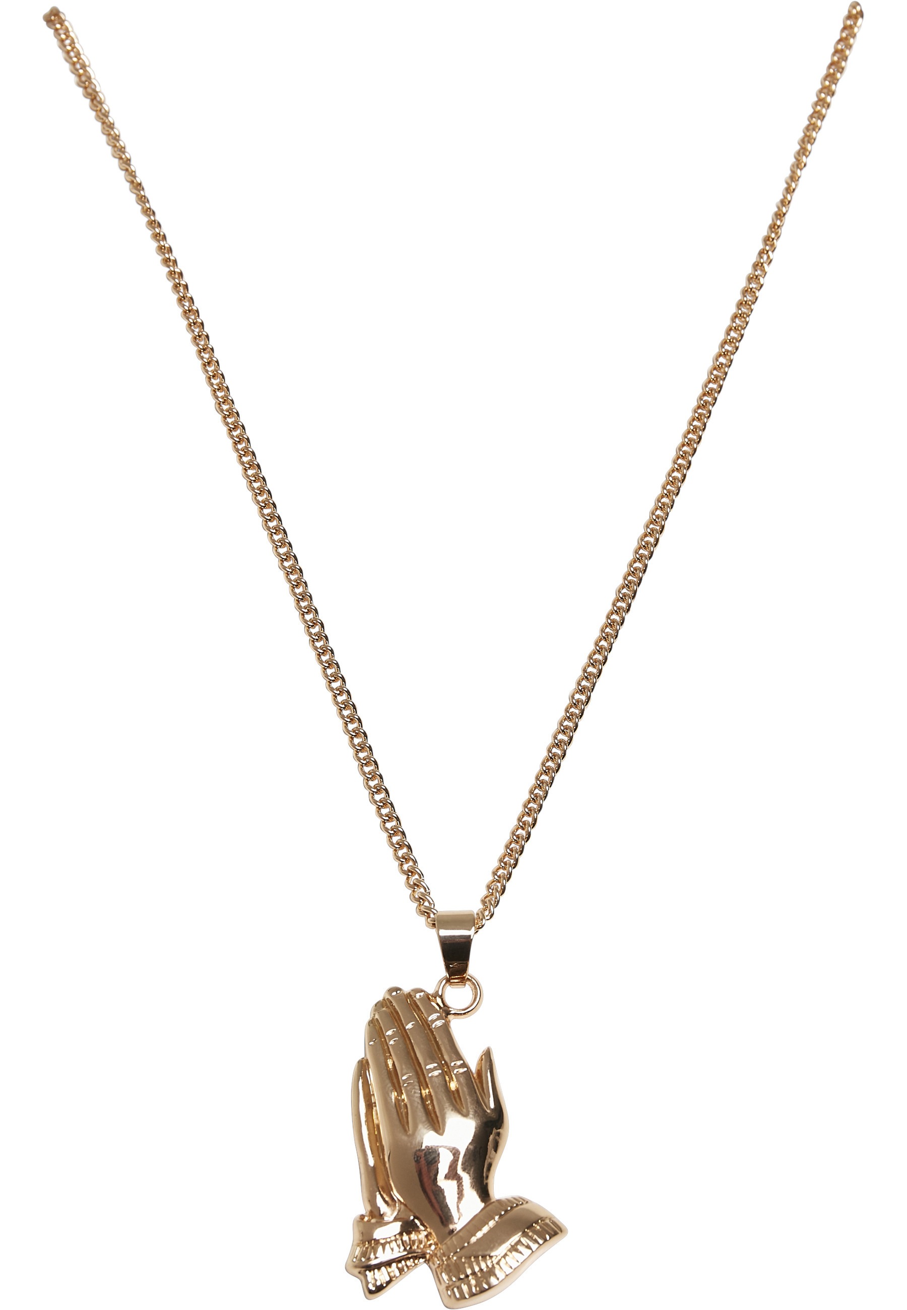URBAN CLASSICS Damen Edelstahlkette "Urban Classics Unisex Pray Hands Necklace", onesize, Zink, gold, Zink, Halsketten
