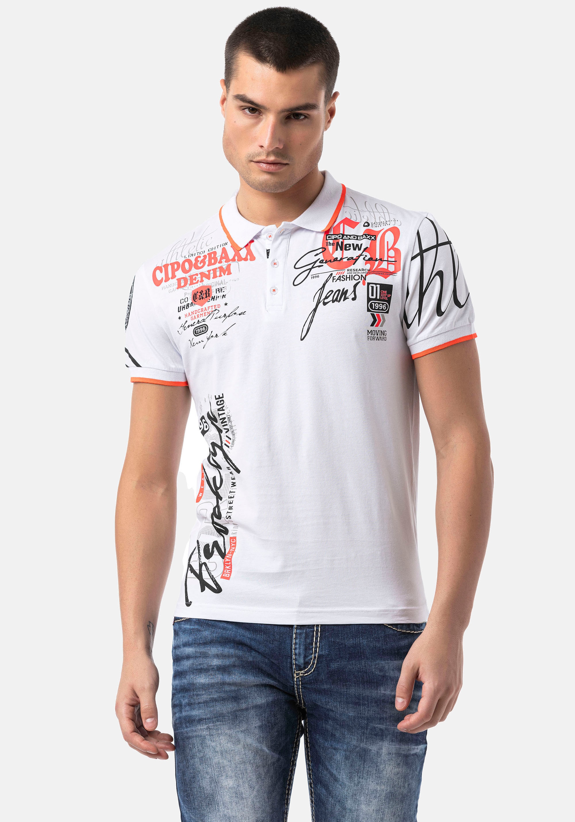 Cipo & Baxx Poloshirt, mit markantem Print