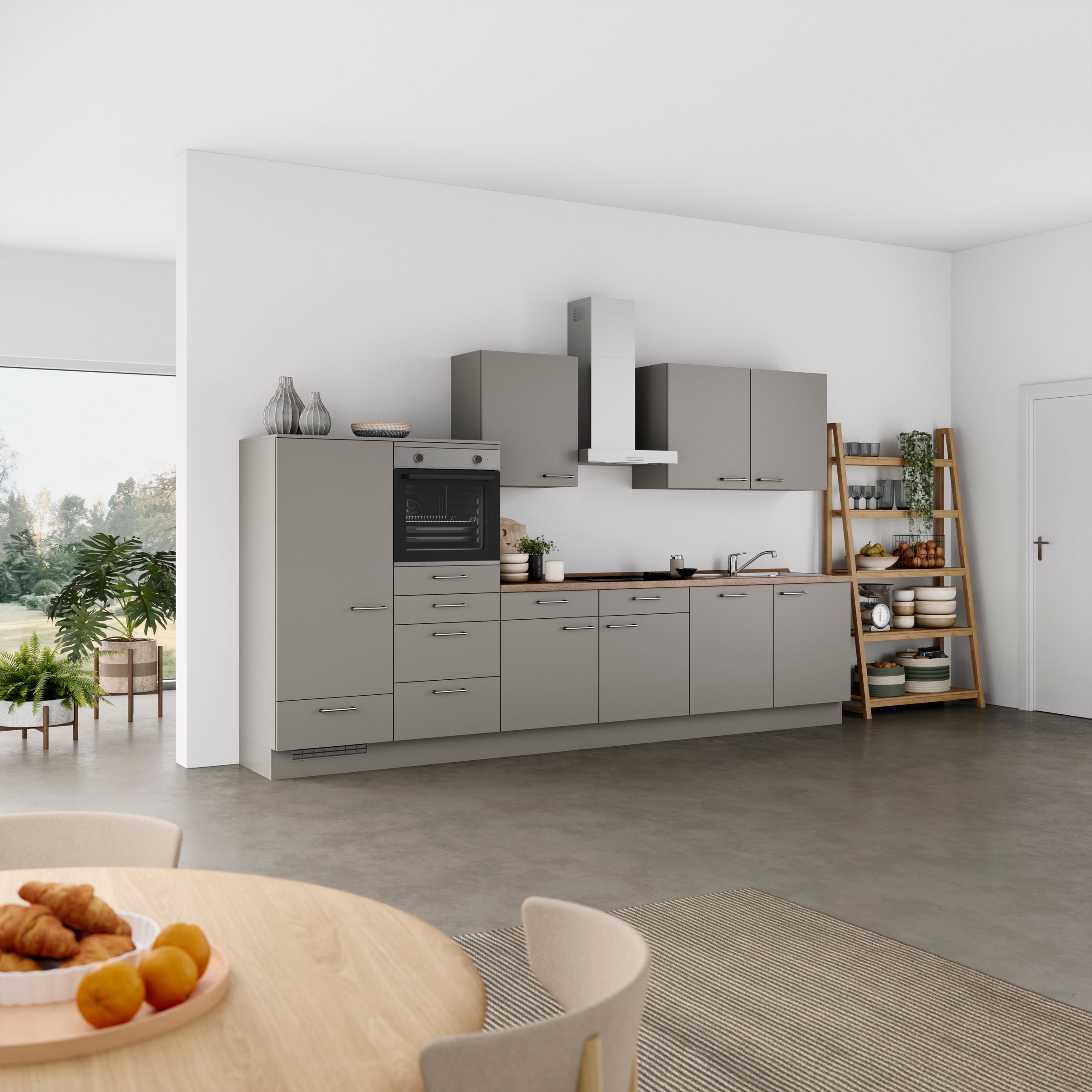 nobilia® Küchenzeile »"Laser I"«, vormontiert, Ausrichtung wählbar, Breite 360 cm, wahlw. mit E-Geräten