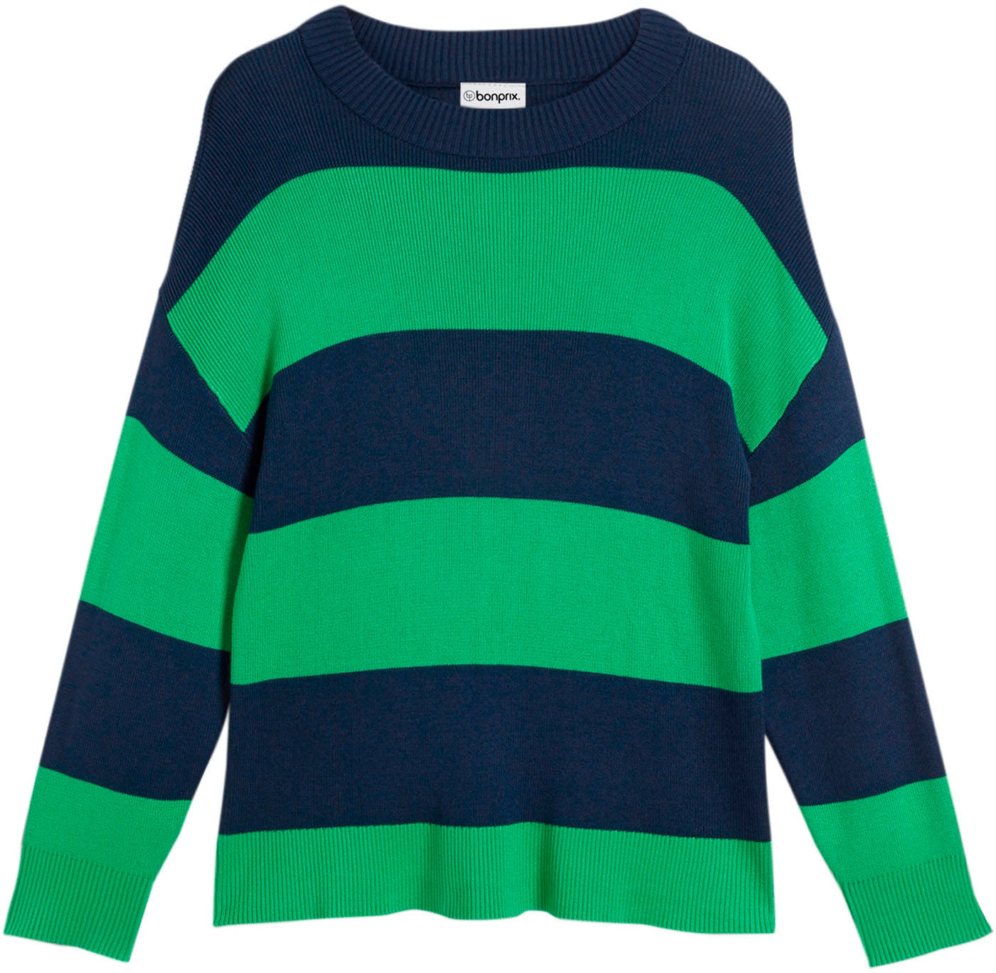 bonprix Strickpullover aus Viskose und Polyamid, ohne Verschluss, gestreiftes Design