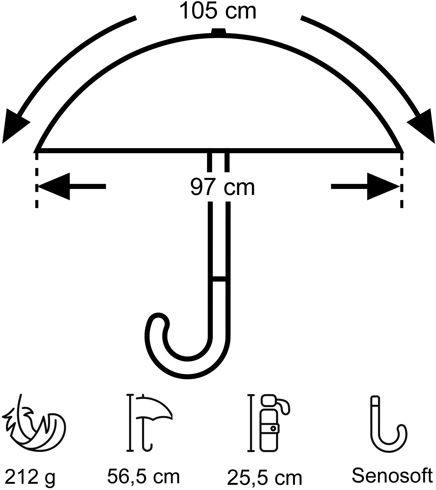 EuroSCHIRM® Taschenregenschirm »Automatik 3224, schwarz«, besonders leicht, extra flach, mit Automatik