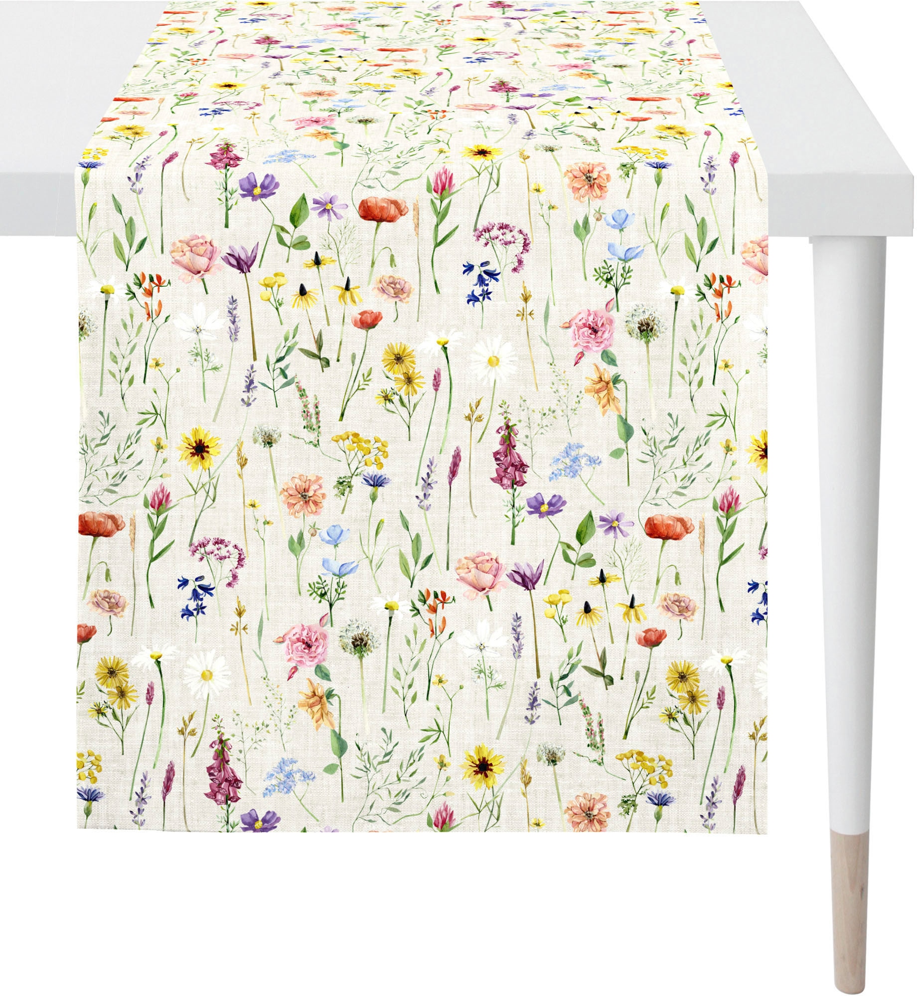 APELT Tischläufer »6815 SPRINGTIME, Frühjahrsdeko, Frühling«, (1 St.), Digitaldruck, mit Frühjahrsblüten, wie auf einer Streublumenwiese