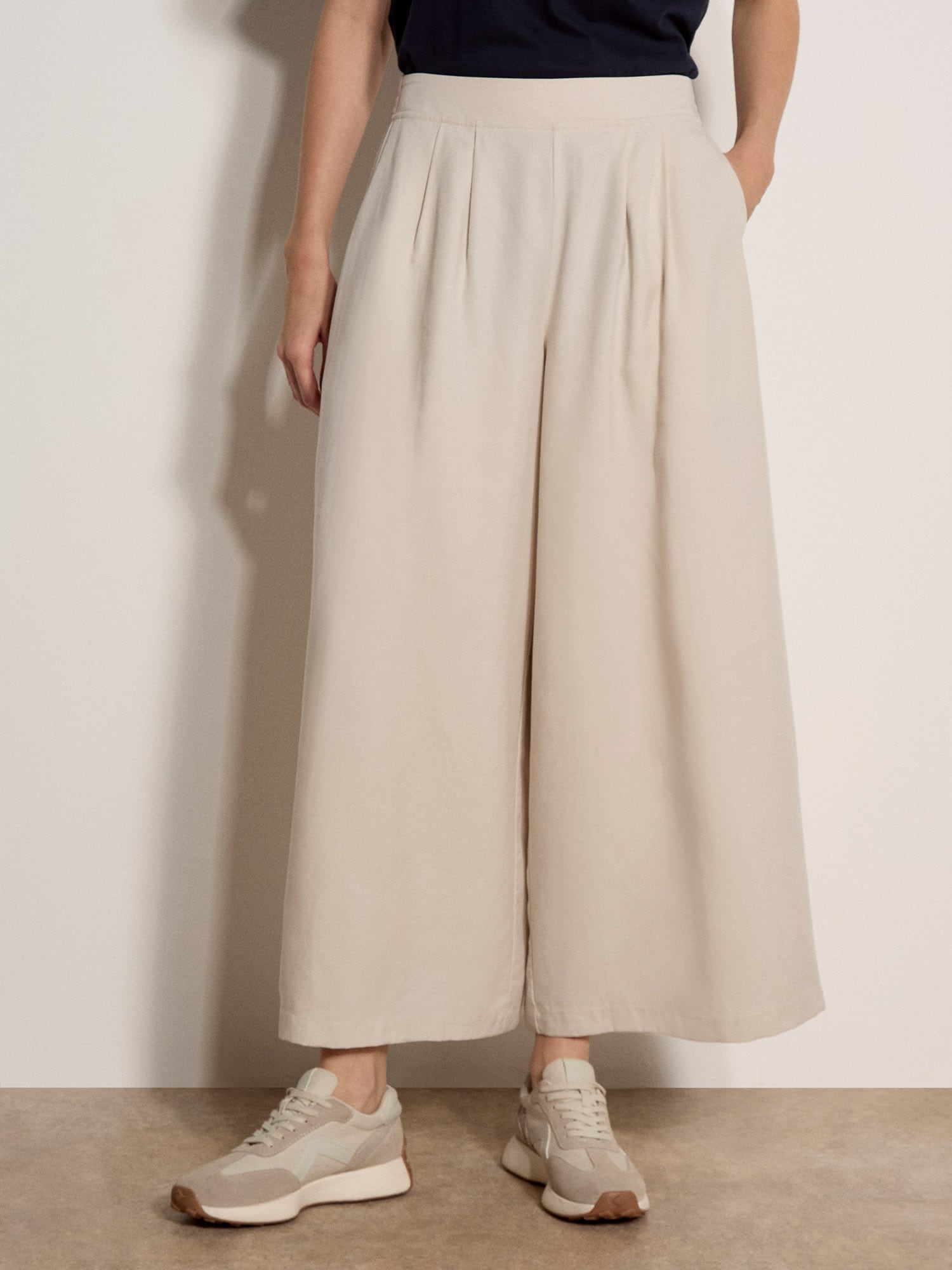 Apricot Palazzohose "Weite Hose" aus Slub-Leinen