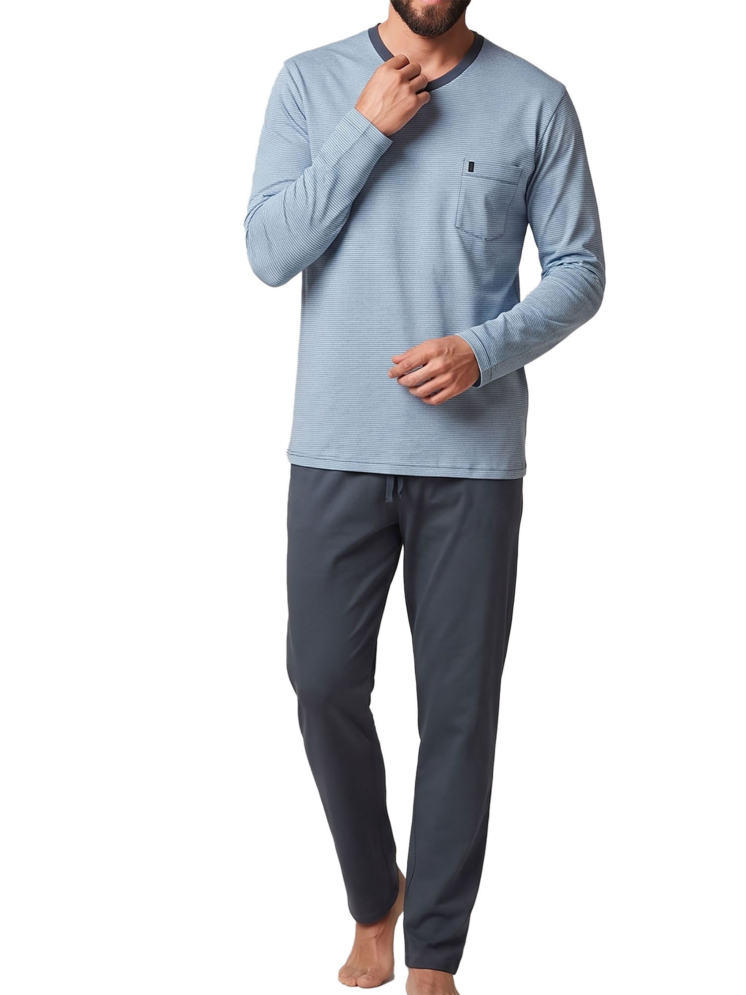 Ammann Pyjama »Herren Langarm Shirt, Lange Hose Night & Relax« 1 Stk.