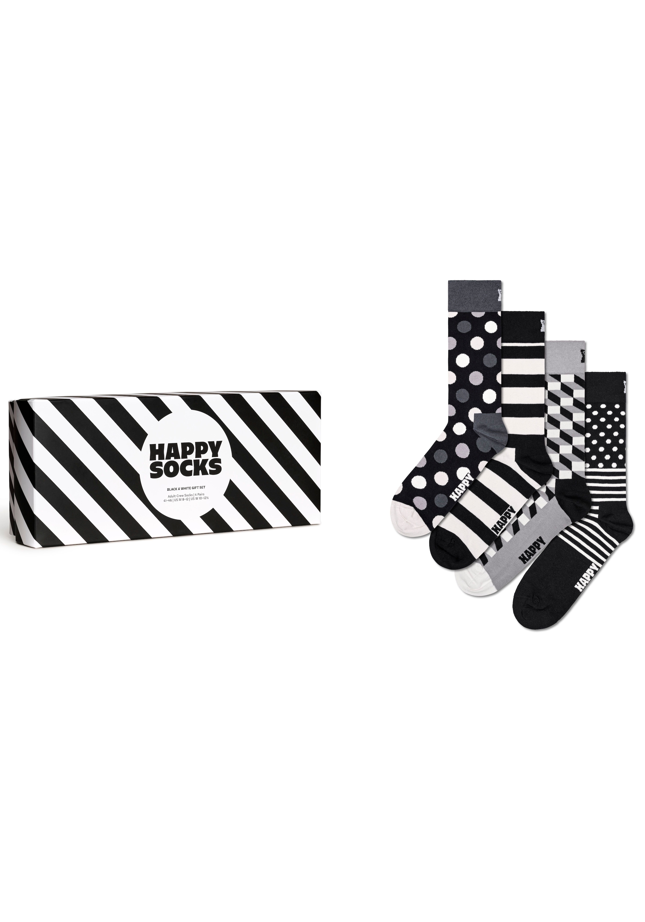 Happy Socks Socken, (Packung, 4 Paar), Classic Black & White Socks Gift Set