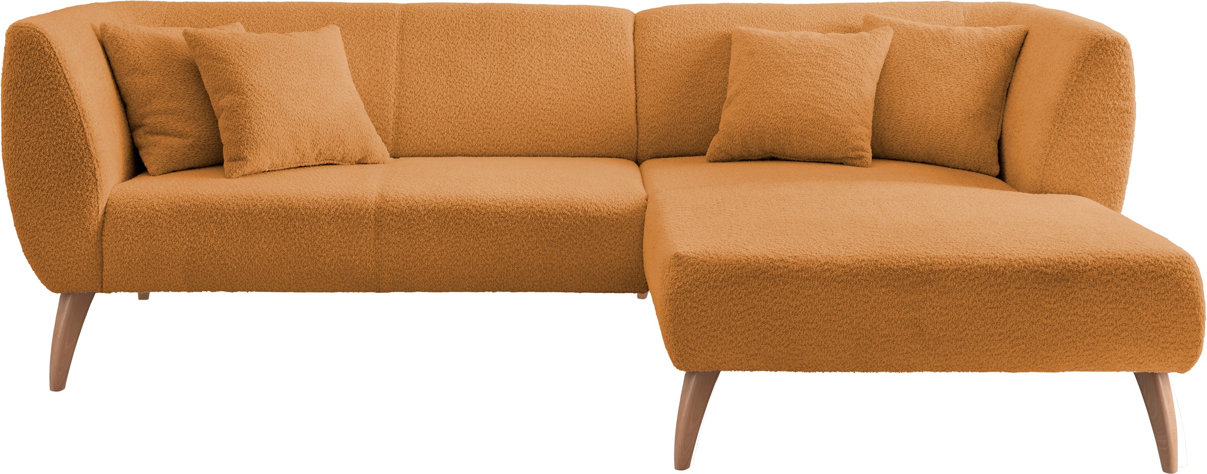 Ecksofa HOME AFFAIRE "Colori Polstermöbel mit zeitlos eleganter Rückenführung. L-Form", gold, B:264cm H:80cm T:160cm, 100% Polyester, Sofas, Ecksofa, Holzfußfarbe wählbar, inkl. 4x Zierkissen 8