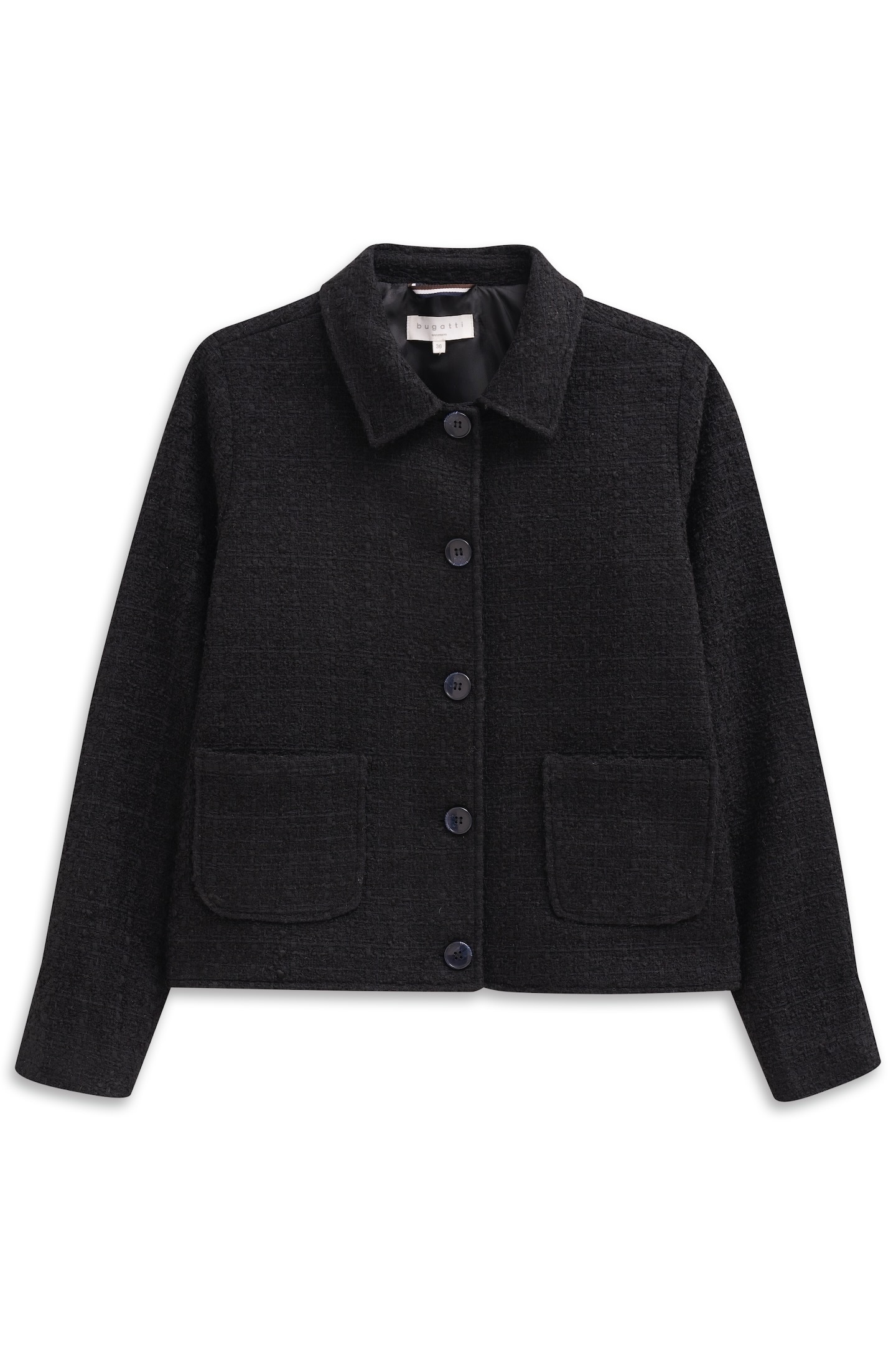 bugatti Hemdjacke »Bouclé«, mit Knopfleiste und aufgesetzten Taschen