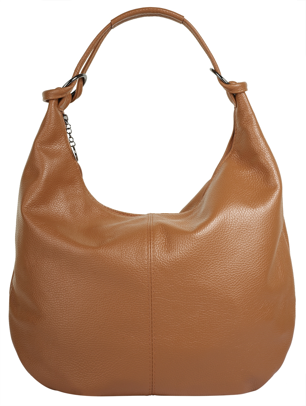 Shopper CLUTY, Damen, Gr. B/H/T: 35cm x 33cm x 7cm onesize, braun (cognac), Leder, leicht glänzend, unifarben, Taschen Shopper, echt Leder, Made in Italy
