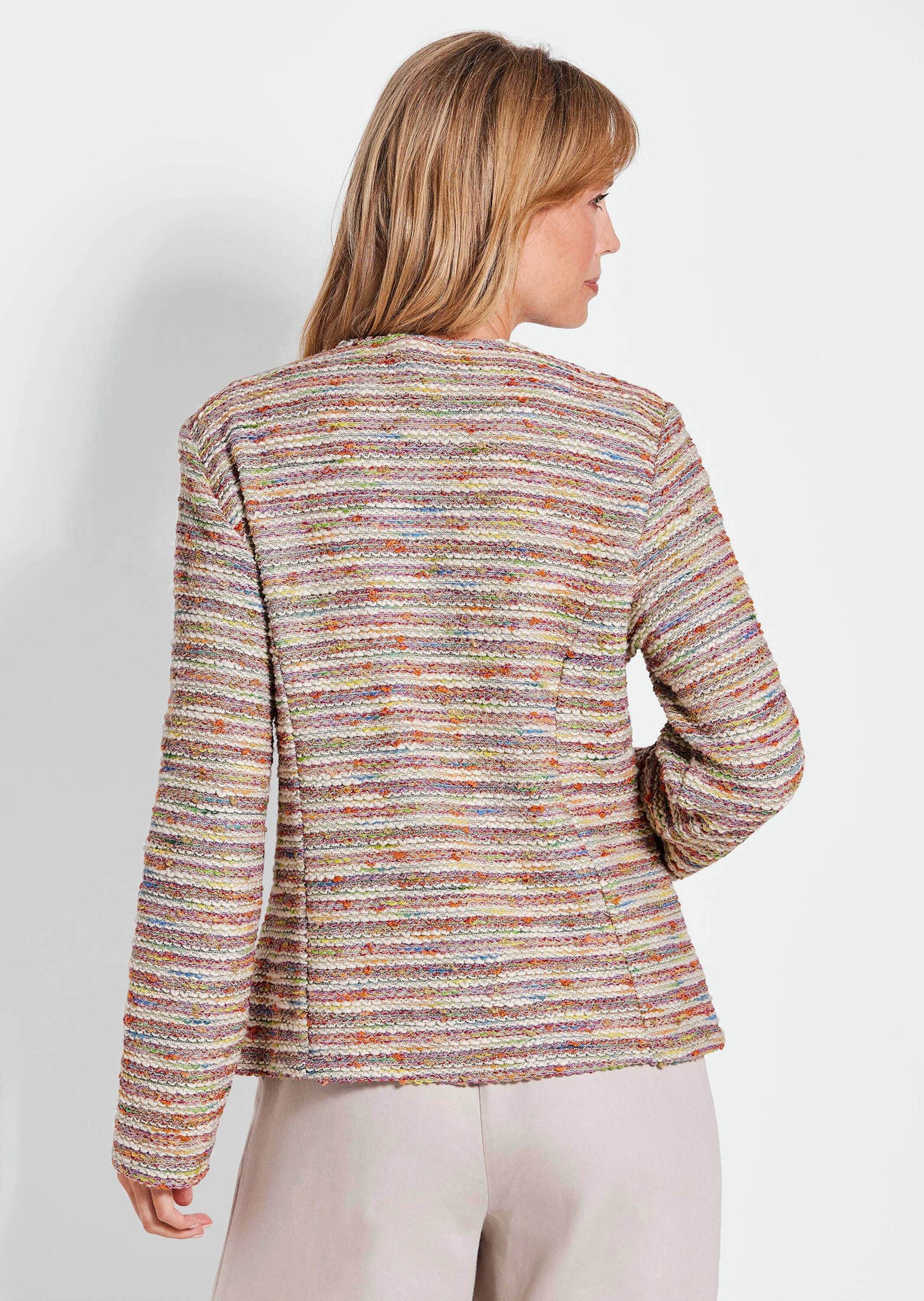 GOLDNER Kurzjacke »Kurzgröße Elegante Bouclé-Jacke mit Multicolor-Design«
