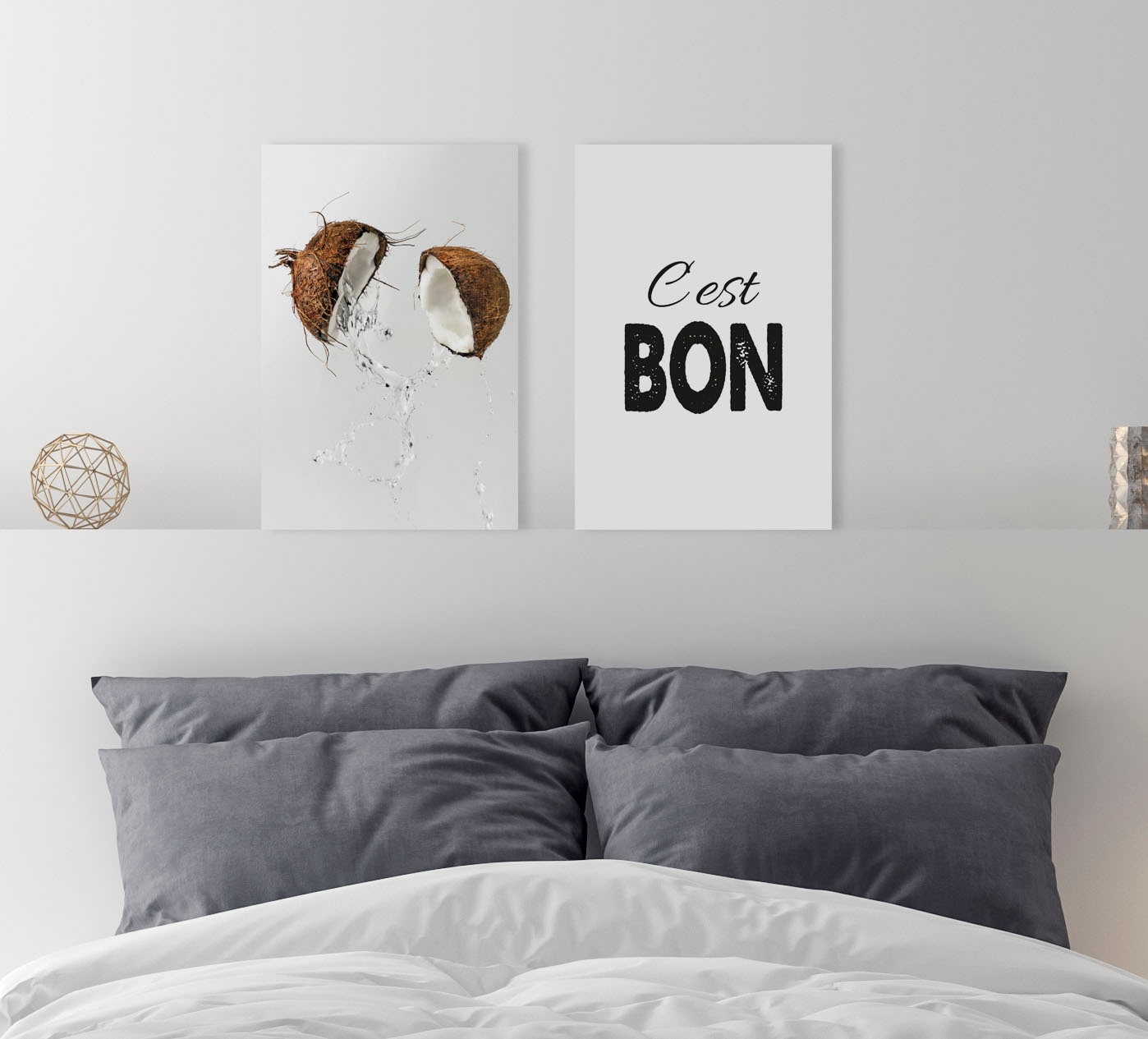 queence Leinwandbild »Spruch C'est Bon«, Kunst-Modern-Spa-Spa Bilder-Sprüche-Sprüche & Texte-Schriftzug-Schriftzüge-Schwarz-Weiß, Premium-Leinwandstoff, Handarbeit aus Deutschland