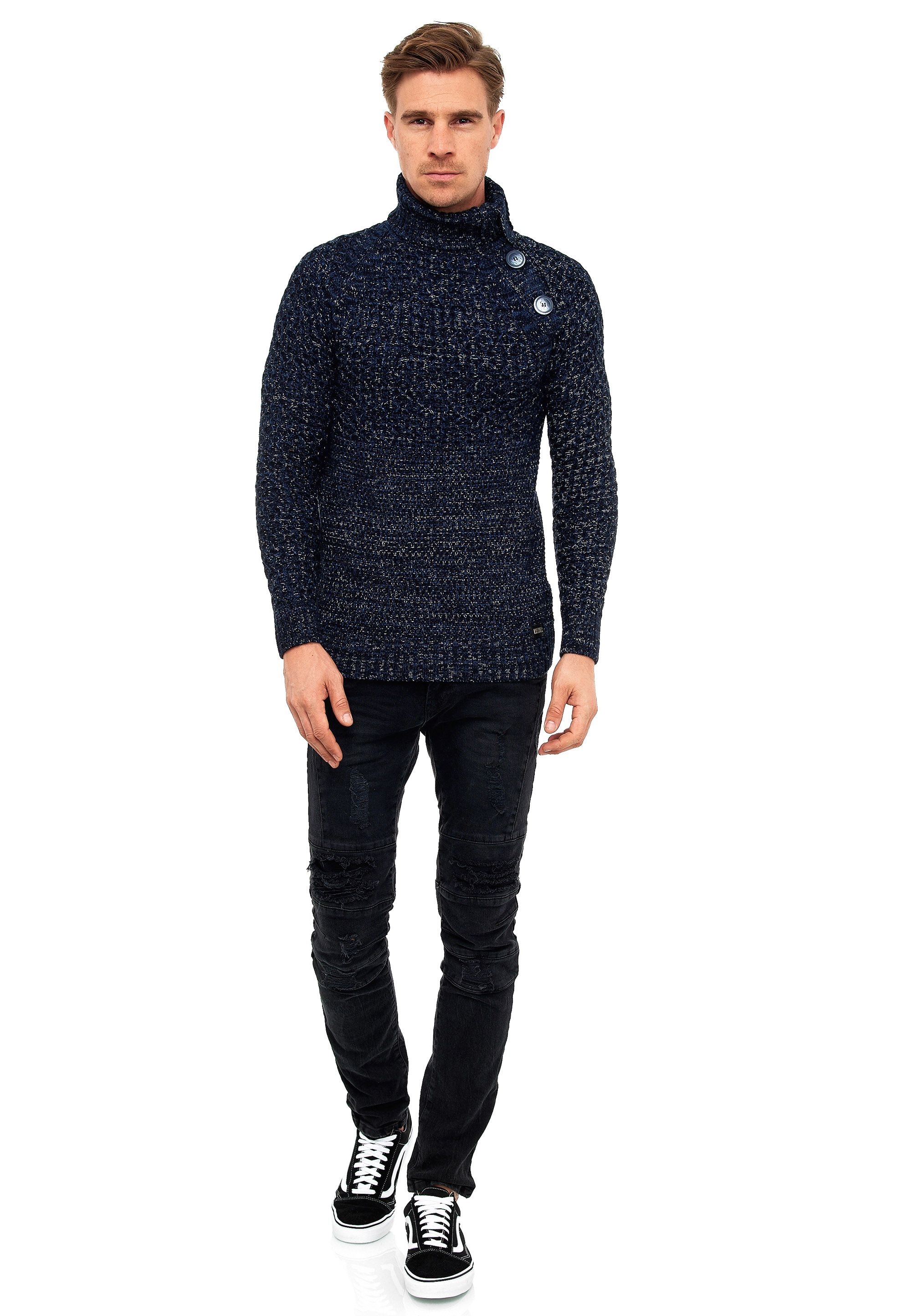 Rusty Neal Strickpullover, mit modischen Zierknöpfen