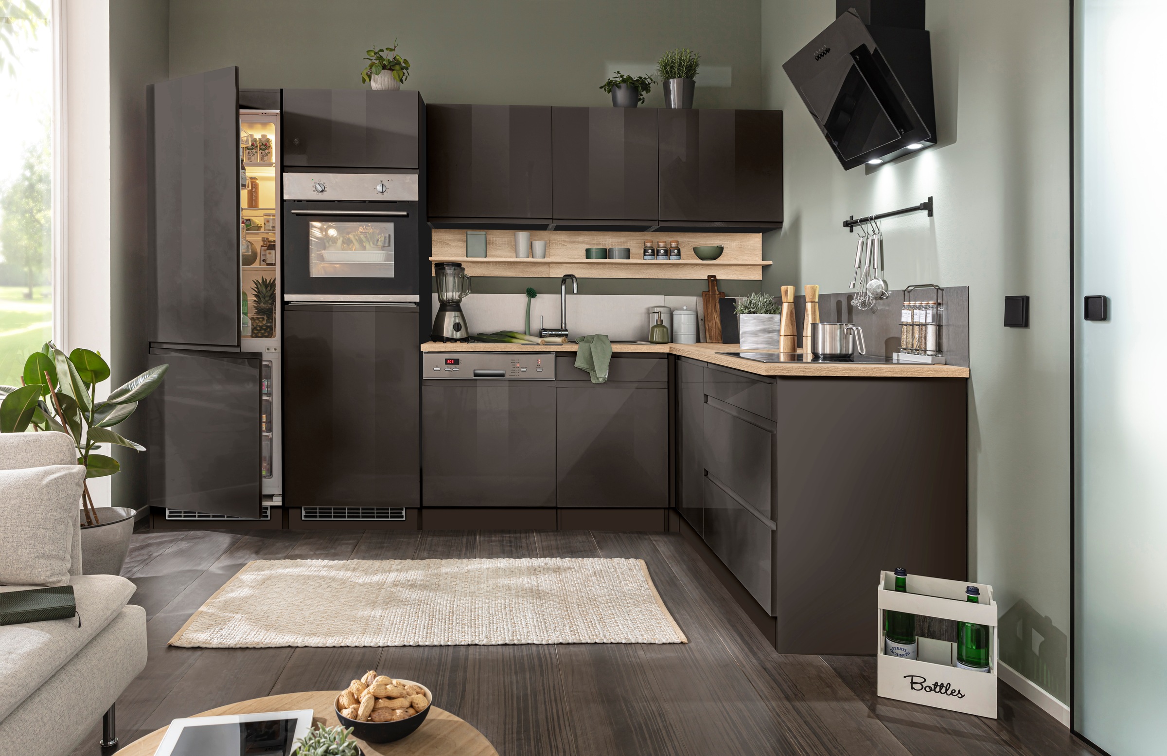 KOCHSTATION Winkelküche »KS-Virginia«, Stellbreite 290/190 cm cm, wahlweise mit Induktion