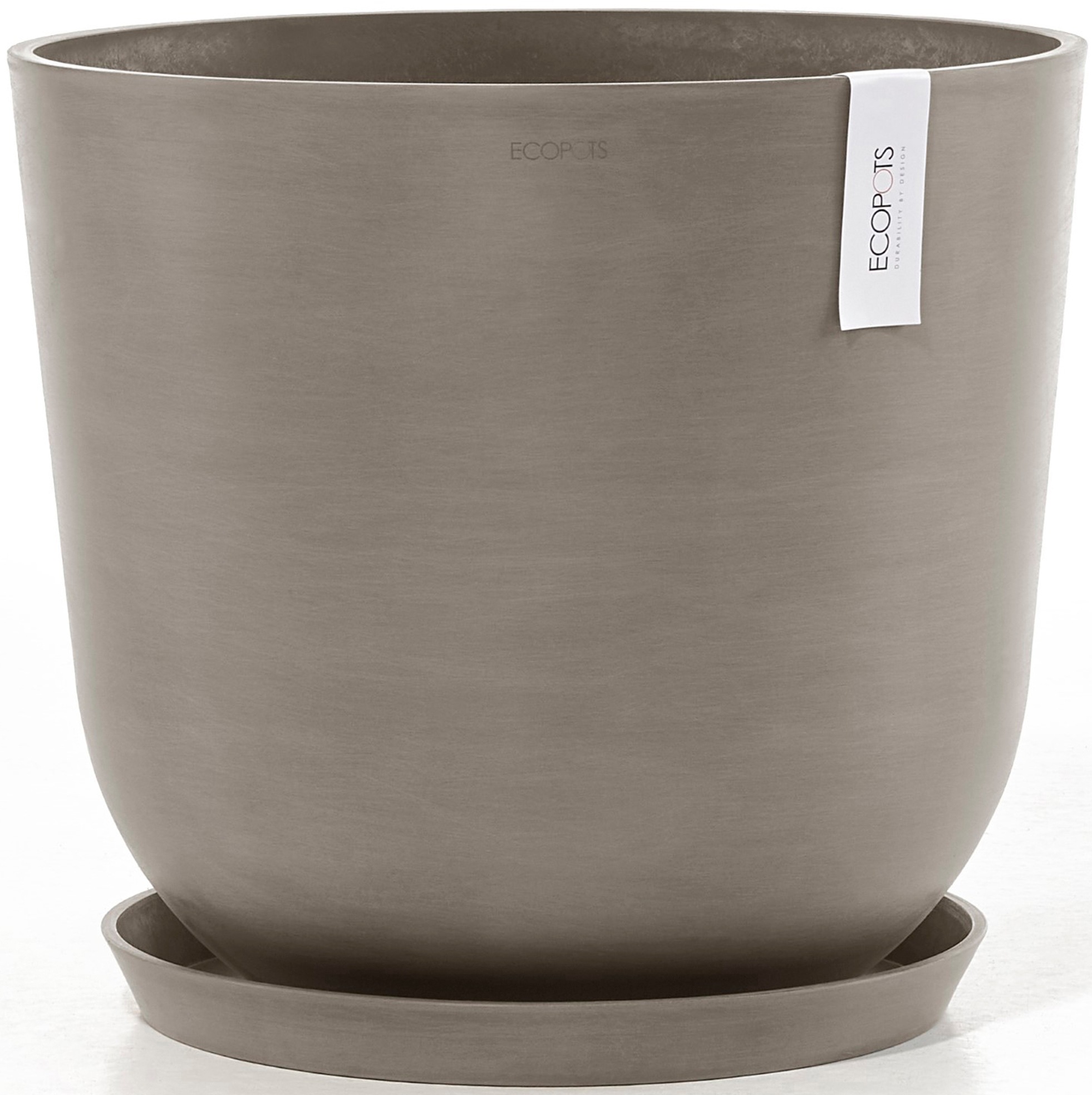 ECOPOTS Blumentopf "Oslo 45 + Wassersystem Taupe", für innen und außen: frostsicher, bruchsicher und lichtbeständig