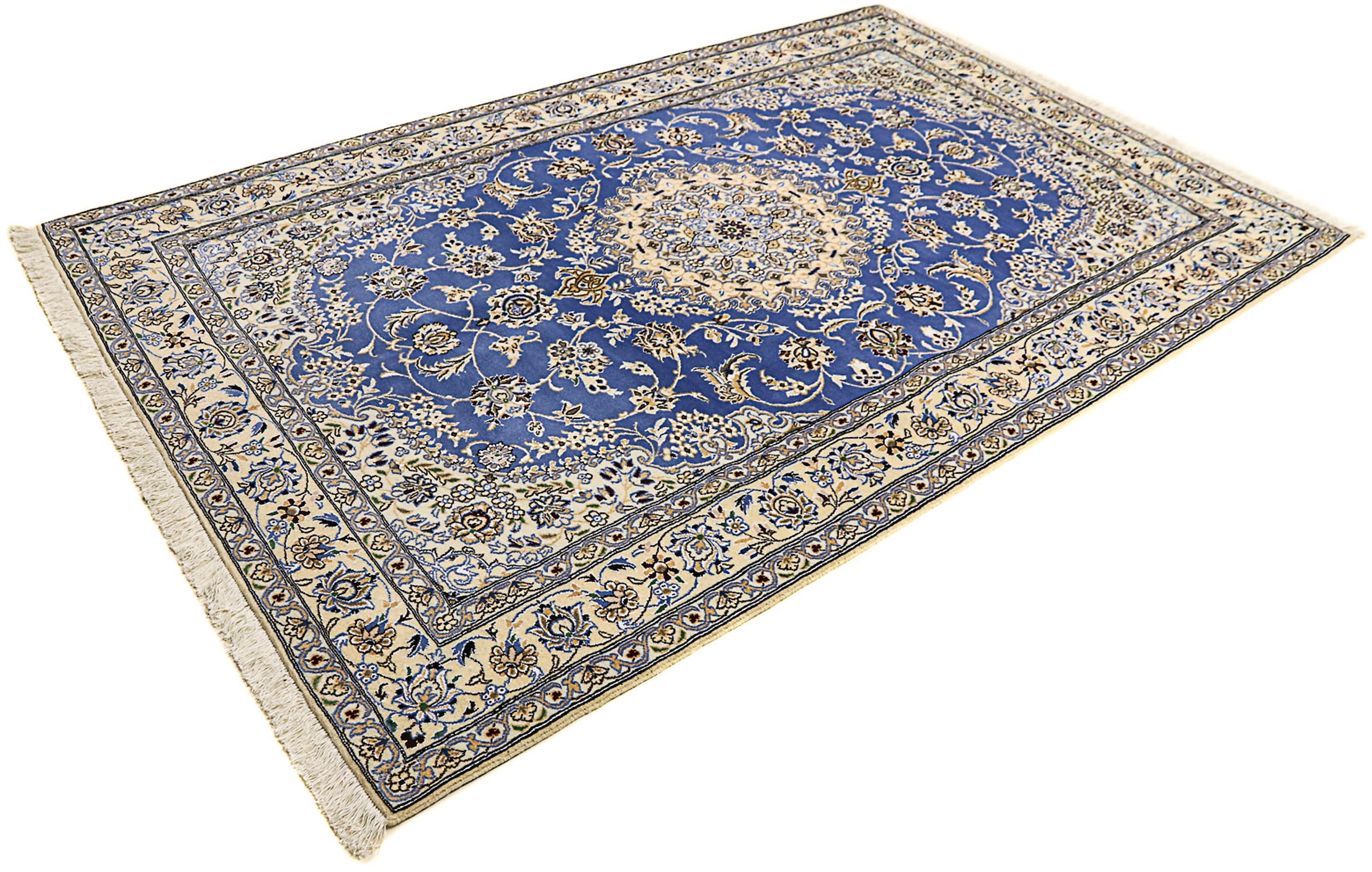 morgenland Orientteppich "Perser - Nain - Royal - 248 x 158 cm - blau", rechteckig, 10 mm Höhe, Wohnzimmer, Handgeknüpft