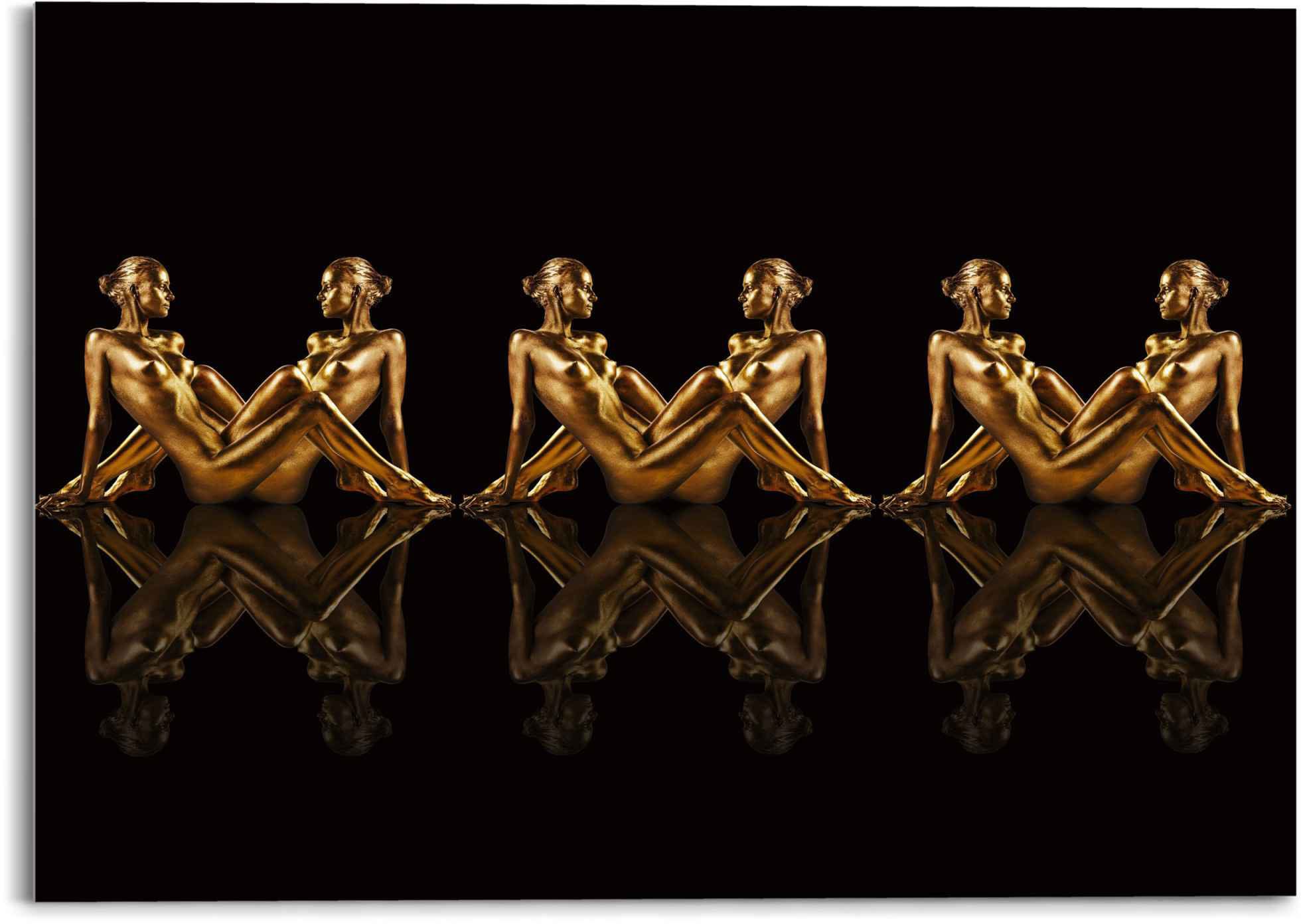 Reinders! Glasbild »Glasbild Frauen in Gold Symmetrie - Caleidoscoop«, Frau, (1 St.)