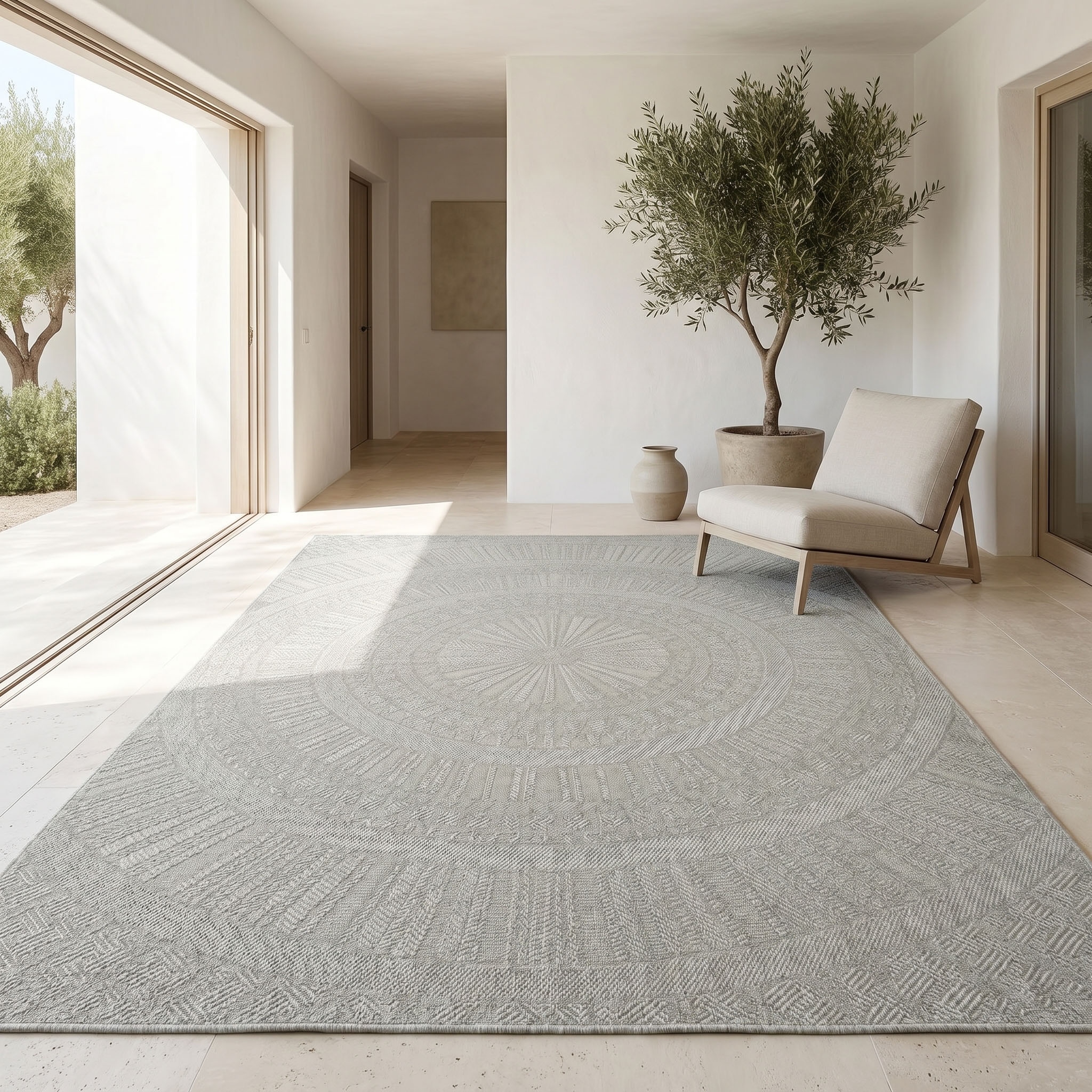 Bruno Banani Teppich »Solan, ethnisch, boho-inspiriert« rechteckig 5 mm Höhe Mandala, Kreise, In- und Outdoor geeignet, Camping, Balkon