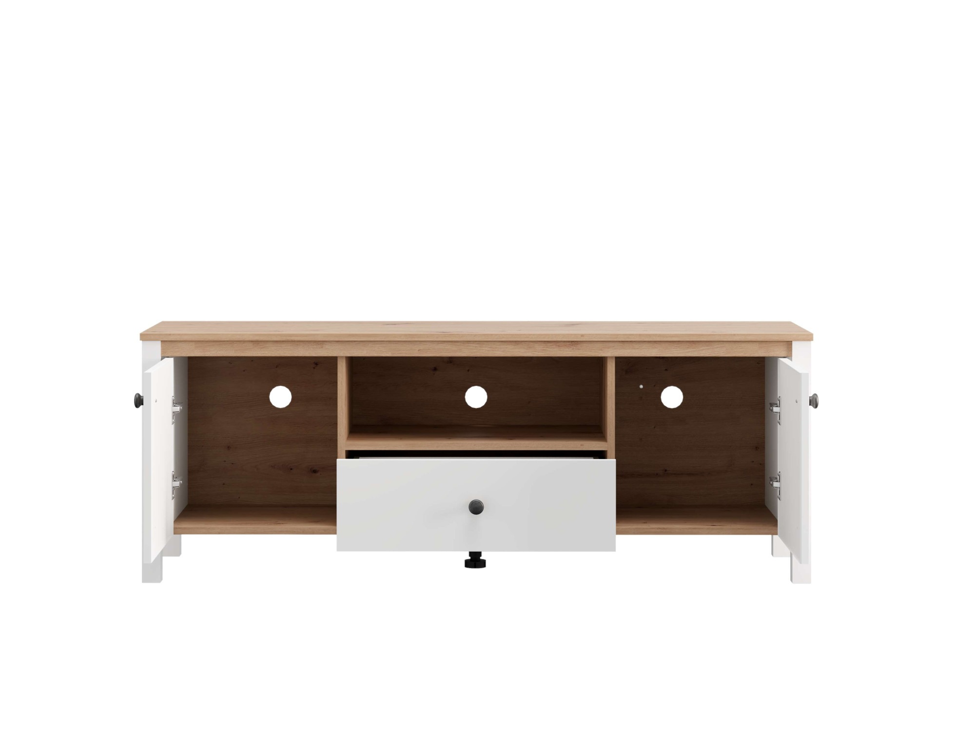 Home affaire Lowboard »BEDFORD, TV-Board, TV-Kommode, TV-Schrank, TV-Möbel im Landhausstil« MDF-Profil ummantelt, 2 Türen, 1 Schublade & 3 Fächer mit Metallgriff