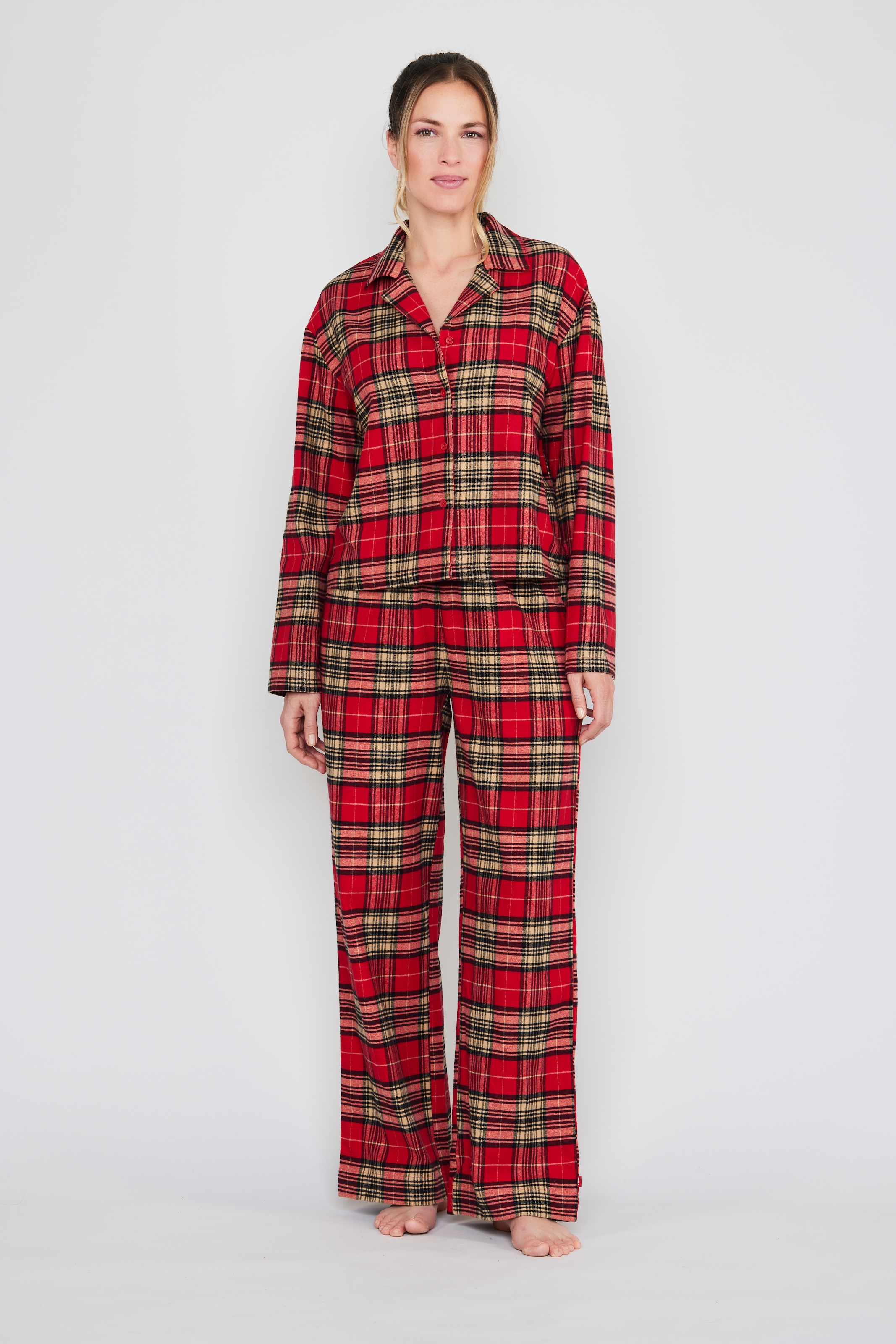 JOOP! Jeans Pyjamaoberteil »After Dark (JOOP! Jeans)«, Karo-Design, Knöpfe, Langarm, Fleece-Qualität