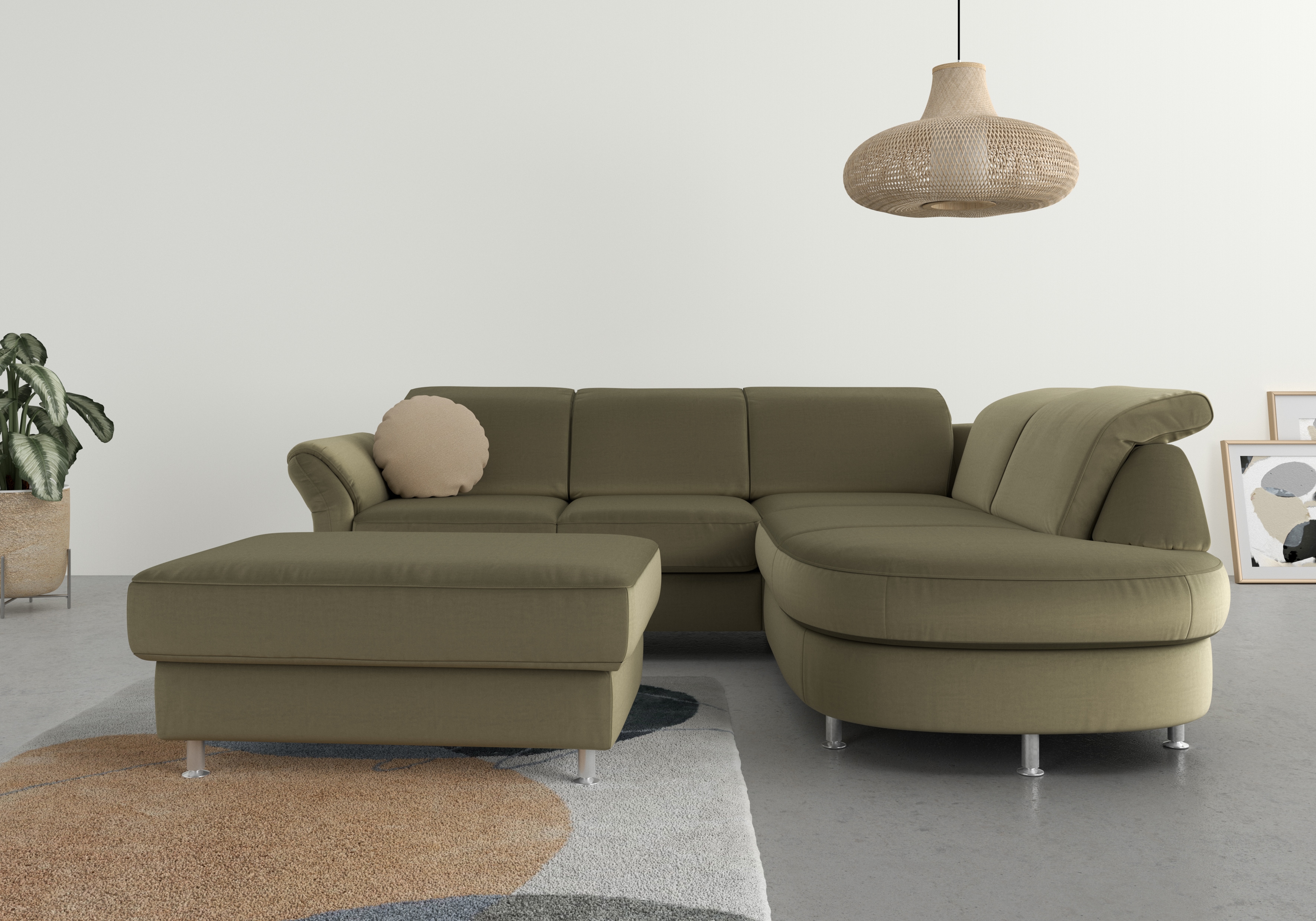 sit&more Ecksofa "Apulia L-Form" wahlweise Schlaffunktion, Bettkasten und Kopf- und Armteilverstellung