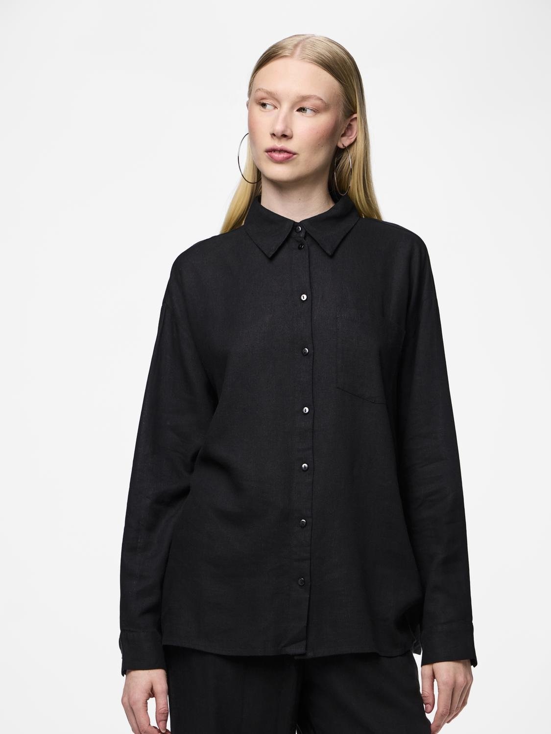pieces Hemdbluse "PCPIA LS LOOSE SHIRT WVN NOOS", mit Leinen günstig online kaufen