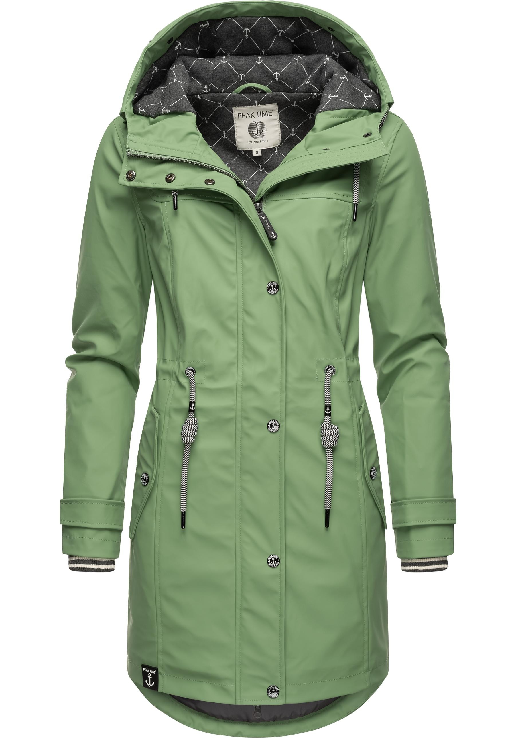 PEAK TIME Regenjacke "L60042", mit Kapuze, stylisch taillierter Regenmantel für Damen