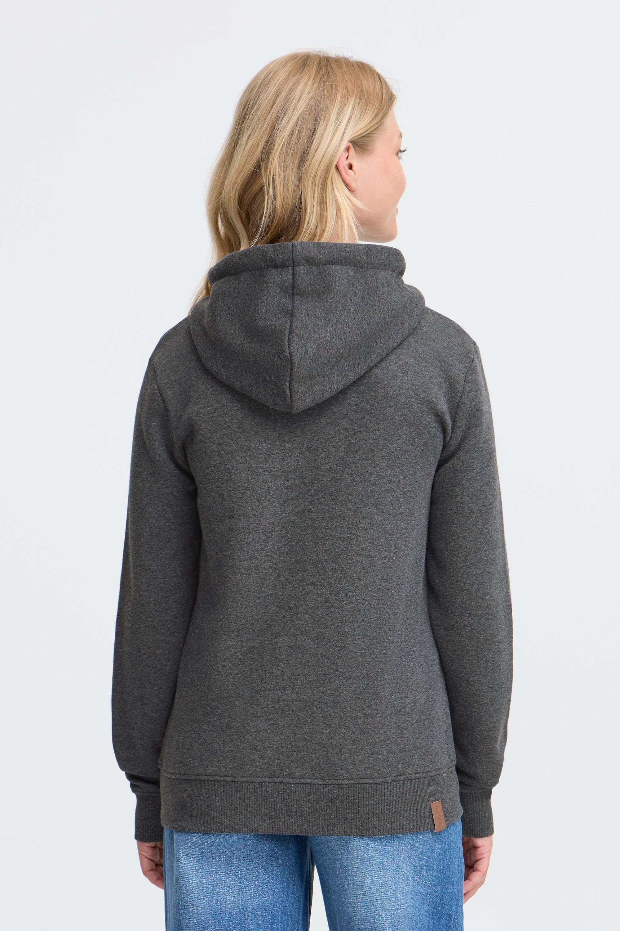 Kapuzenpullover OXMO "Hoodie OXMILLE", Damen, Gr. S, grau (dunkelgrau melange), Obermaterial: 55% Polyester PES. 45% Baumwolle CO., Pullover Kapuzenpullover 3