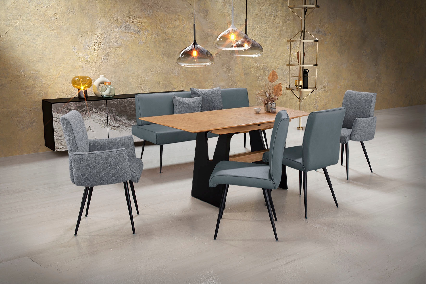 K+W Komfort & Wohnen Essgruppe "Giacomo I" Polsterbank, 2 Stühle und 2 Arml günstig online kaufen