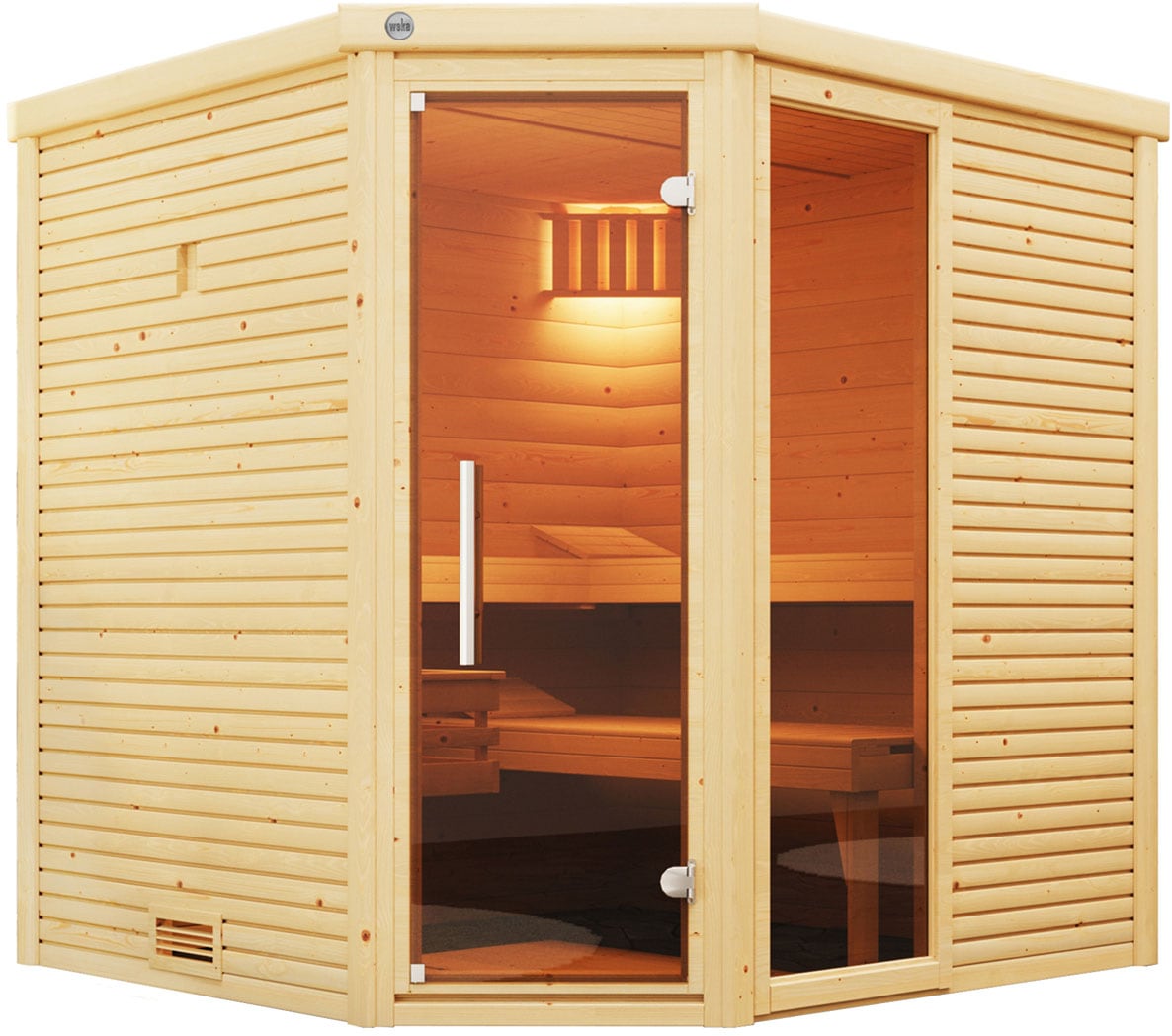 weka Sauna »Design-Sauna CUBILIS 2«, Blockbohlen im wekaLine-Profil, Fensterelement, Ganzglastür