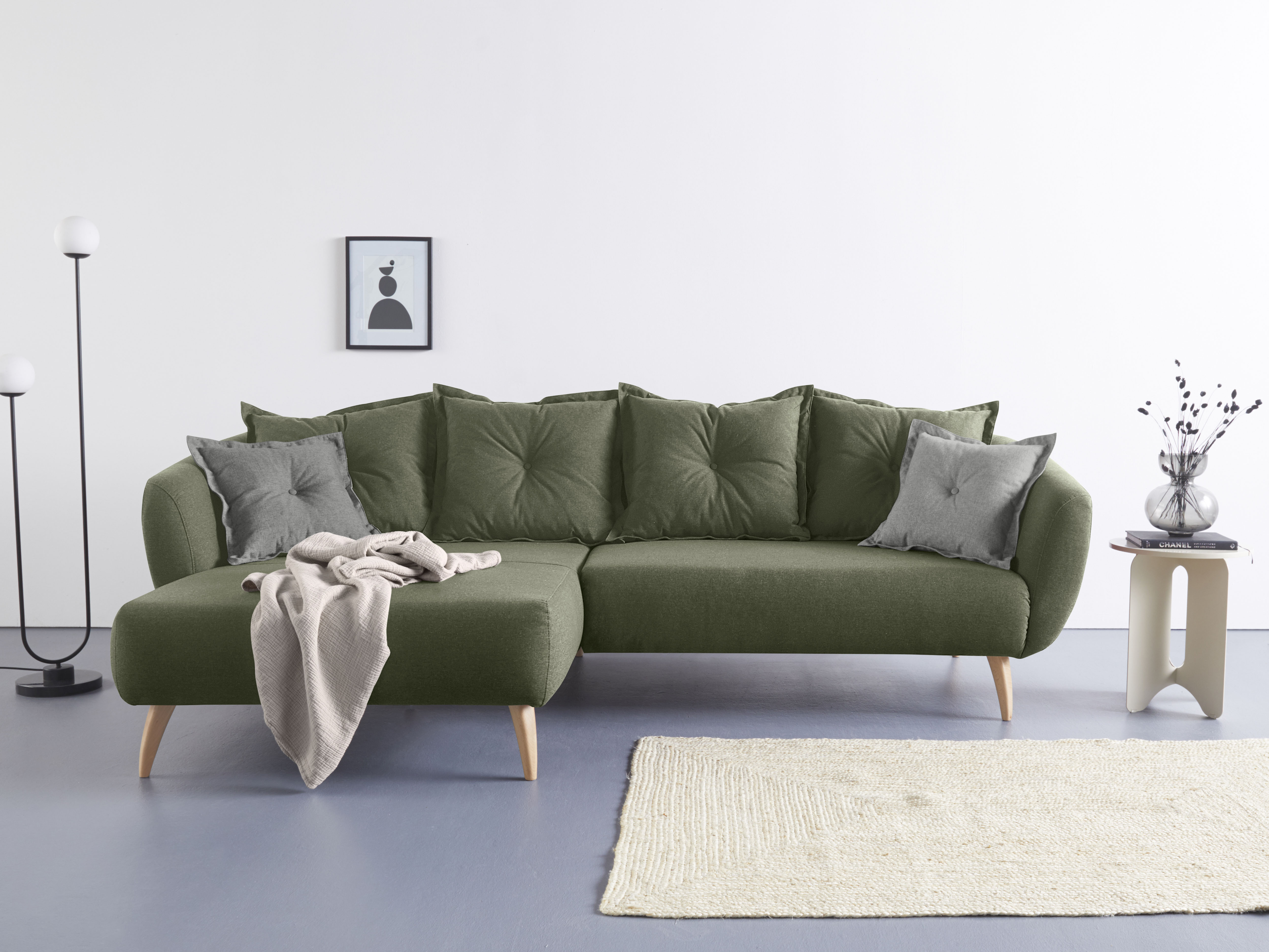 Home affaire Ecksofa "Baggio formschöne Polsterecke, bequem, Breite 277cm, L-Form" Zierkissen inklusive